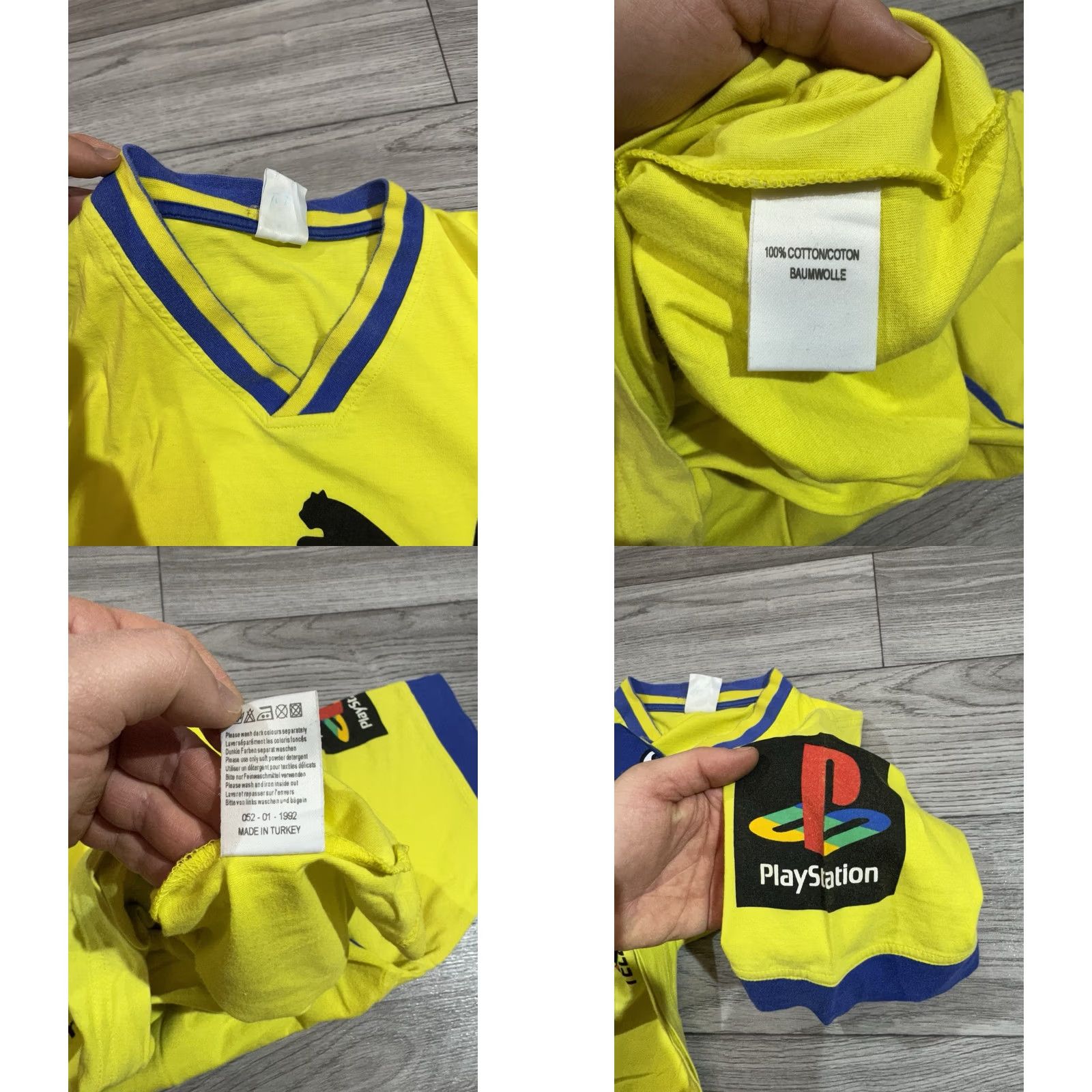 Puma VINTAGE Puma Street Soccer Cup PlayStation Snickers T-shirt V-Neck L Mens Yellow 90s Short Sleeve Cotton Shirt Size US L / EU 52-54 / 3 - 9 Thumbnail