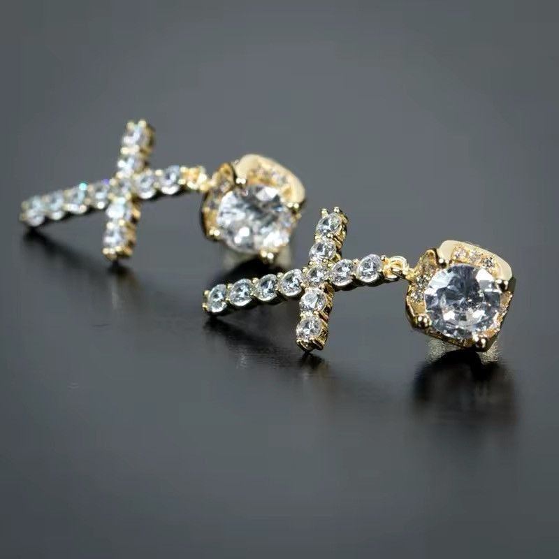 Jewelry Gold Color Cross Stud Earring Size ONE SIZE - 5 Thumbnail