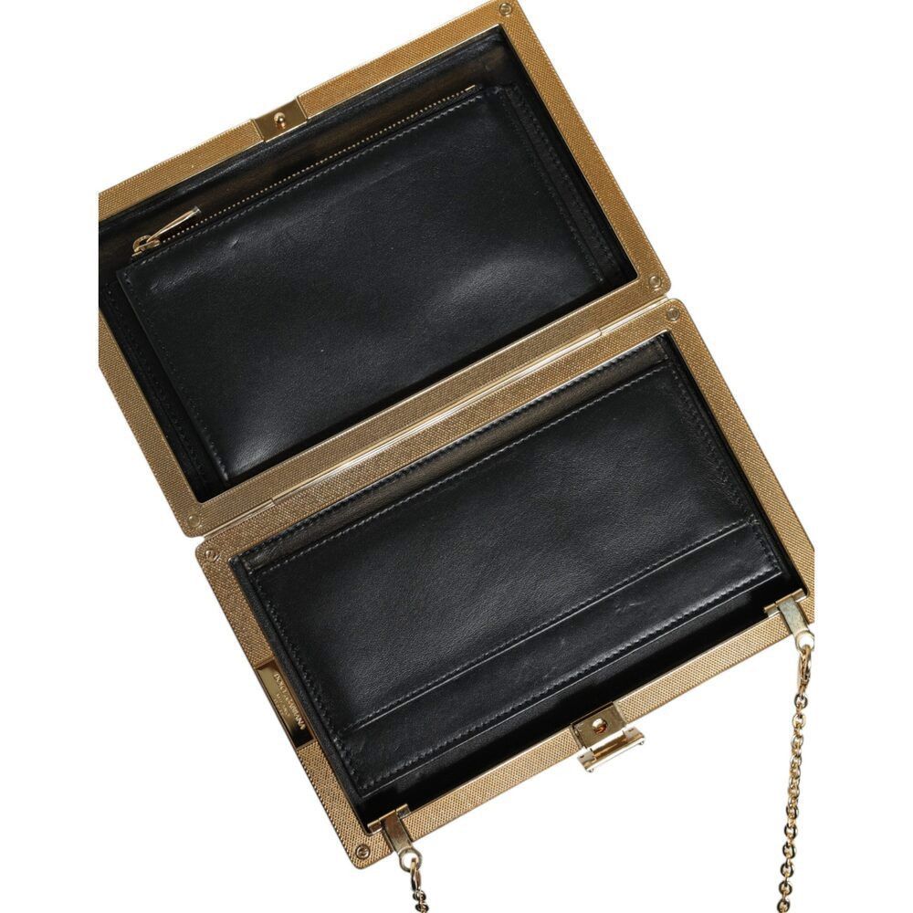 Dolce & Gabbana Dolce & Gabbana Brown Leather Gold Frame Clutch Mini Crossbo Size ONE SIZE - 4 Thumbnail