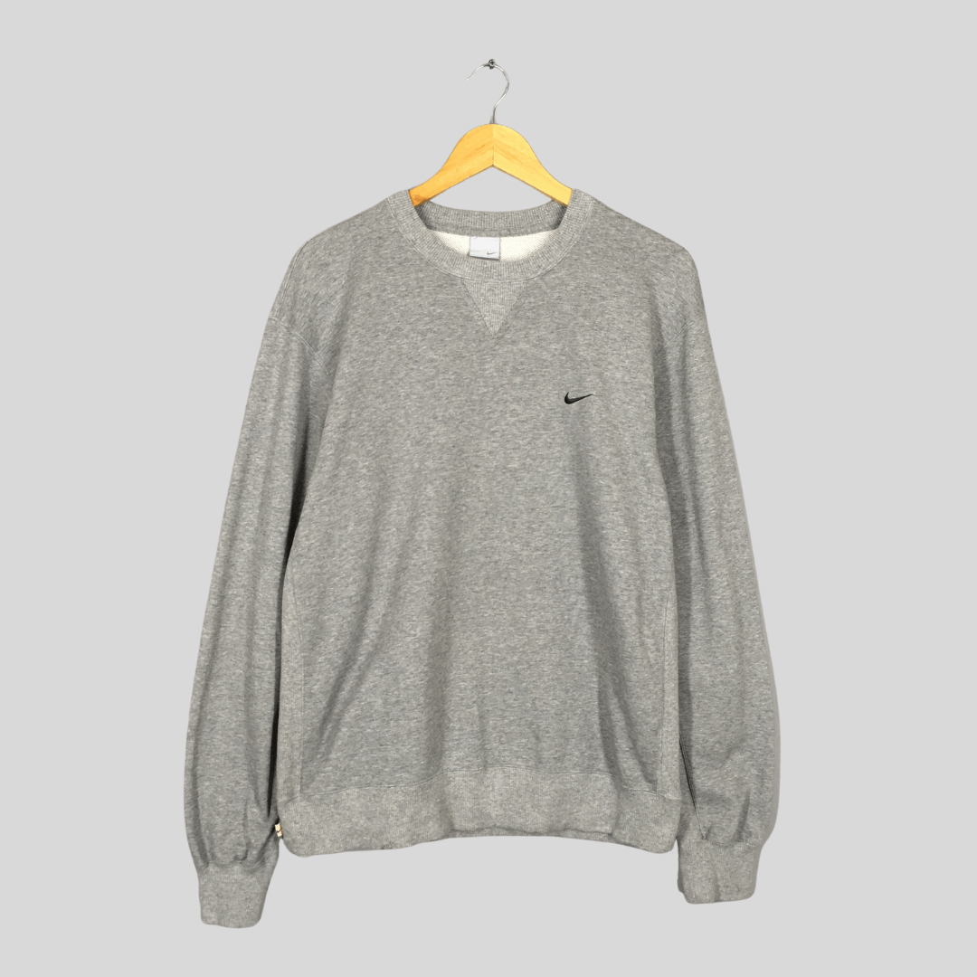 Vintage Nike Swoosh Gray Sweatshirt Large