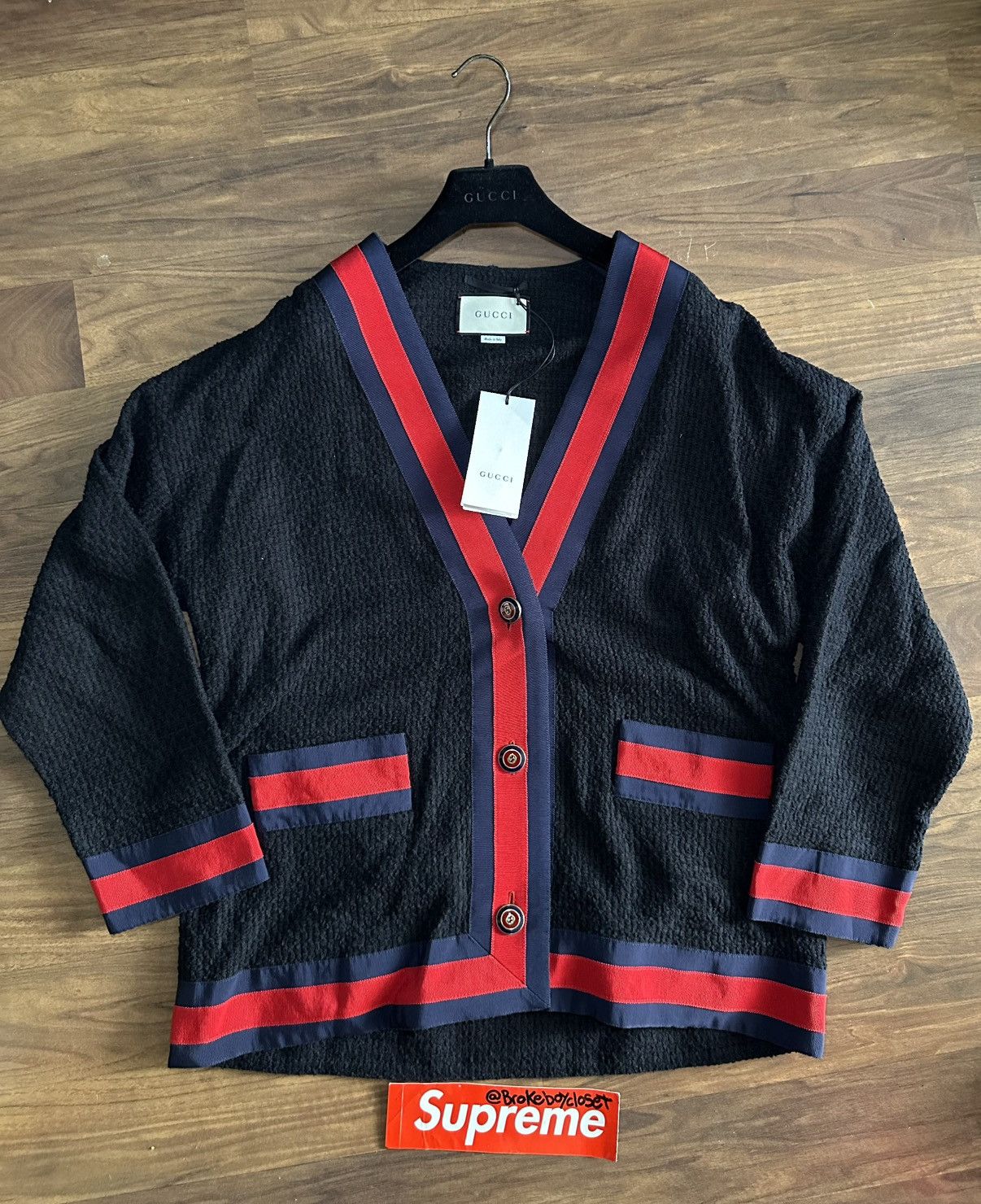 Gucci Gucci web trim tweed cardigan sweater Size M / US 6-8 / IT 42-44 - 1 Thumbnail