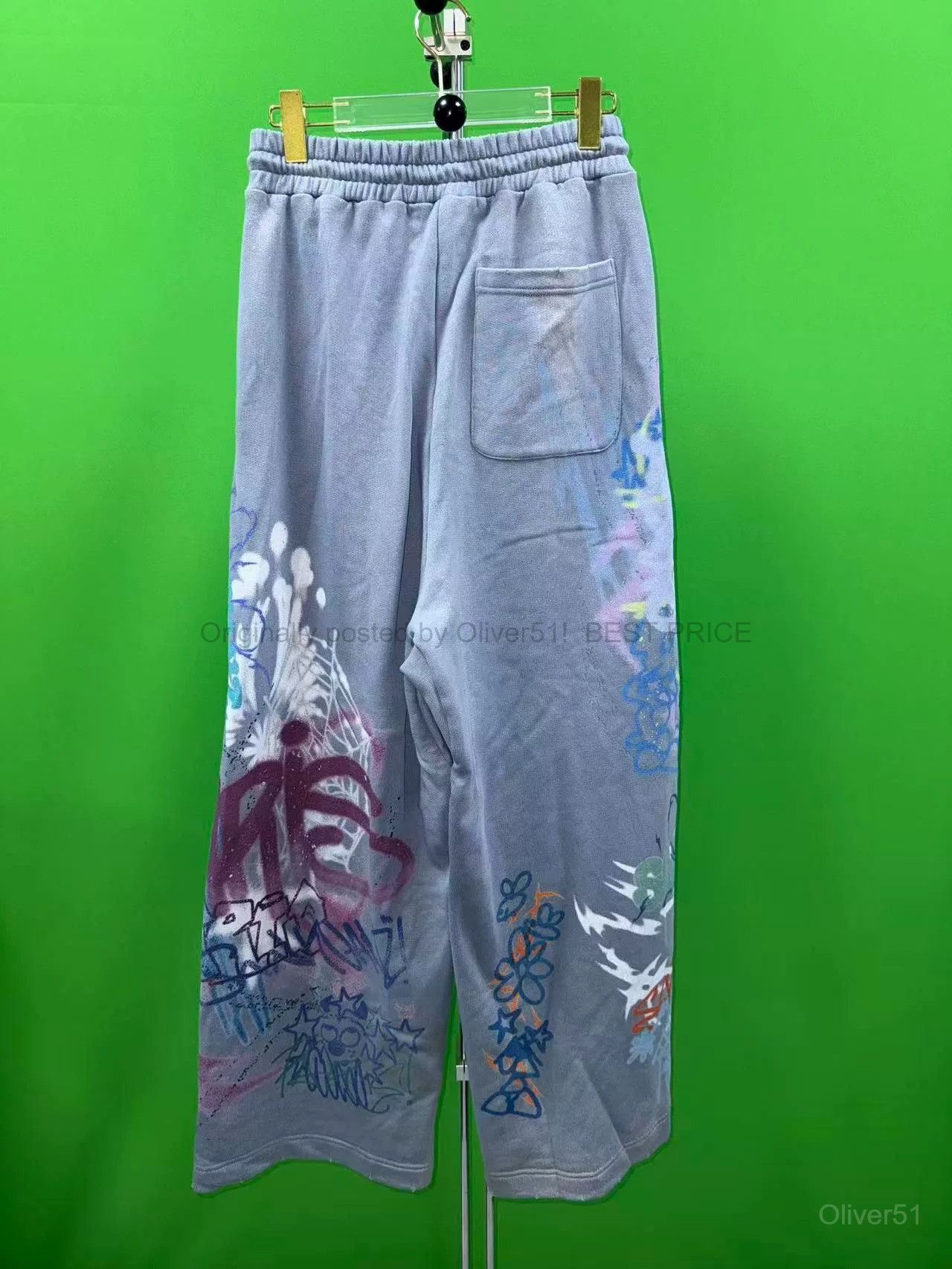 Sankuanz Bumpy Unisex Graffiti Print Loose Bfajhijzg in Blue, Men's (Size 28) — image 5 of 6