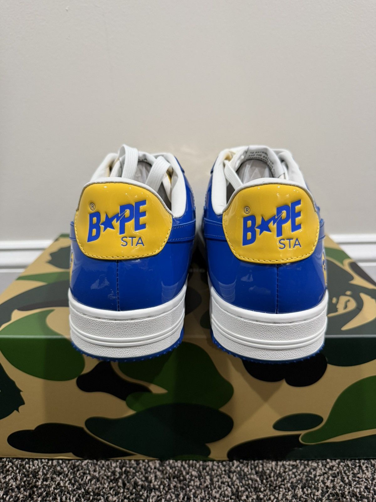 Bape A Bathing Ape Bapesta Patent Leather Blue/Yellow Sneaker Size US 10 / EU 43 - 3 Thumbnail