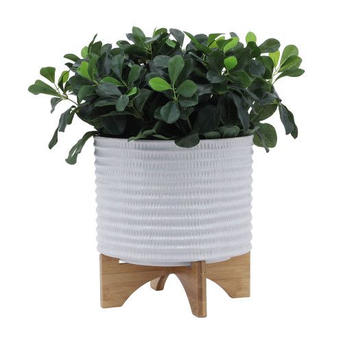 Designer × Homemade 10" TEXTURED PLANTER W/ STAND, WHITE Size US L / EU 52-54 / 3 - 4 Thumbnail