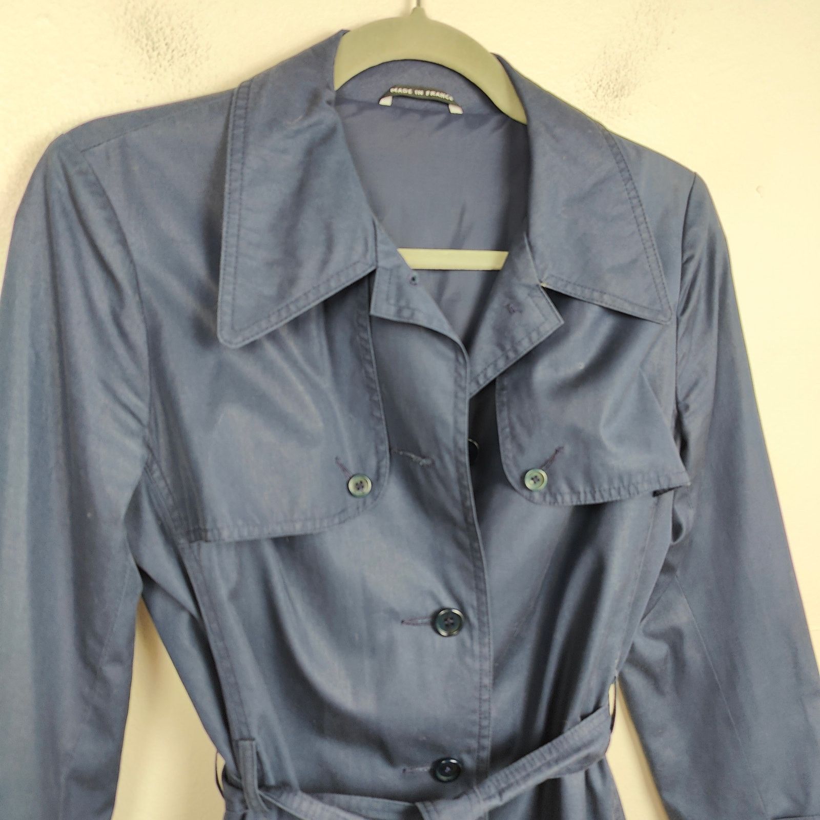 Other Vintage 1960s Akylon Paris Trench Coat Womens 40 US 8 BLue Size M / US 6-8 / IT 42-44 - 3 Thumbnail