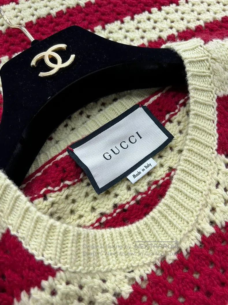 Gucci Gucci Red White Stripe Wool Knit Vest . Size US M / EU 48-50 / 2 - 4 Thumbnail
