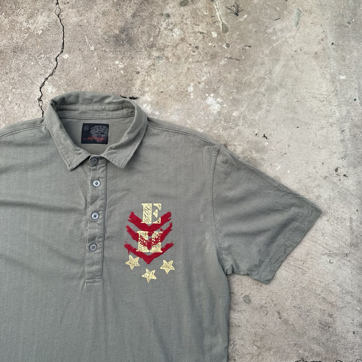 Designer Ed Hardy by Christian Audigier military Print Polo T-Shirt Size US XL / EU 56 / 4 - 6 Thumbnail