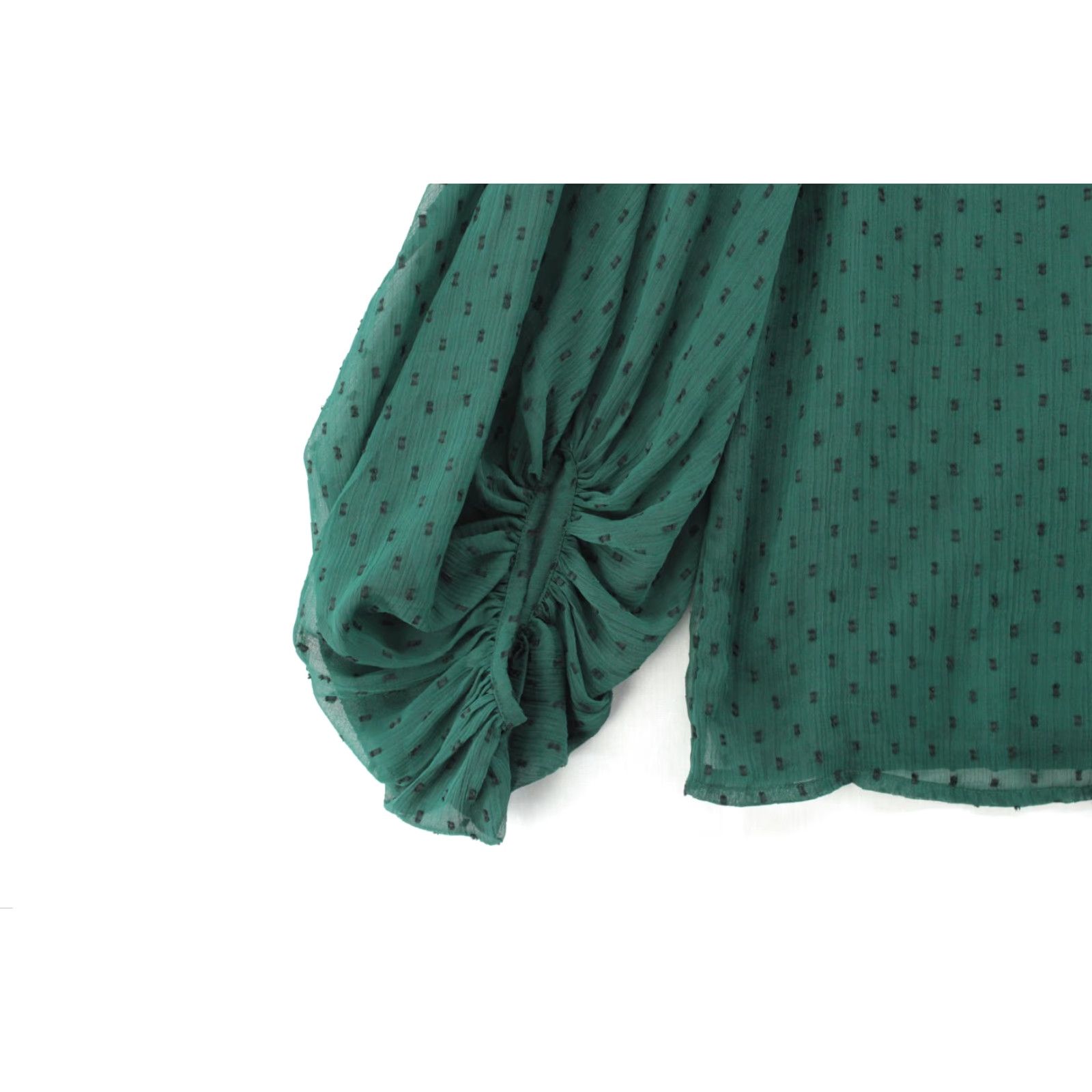 Vintage NWT Panhandle top Shirt Women's Large Forest Green Swiss Dot Balloon Sleeve Size L / US 10 / IT 46 - 2 Thumbnail