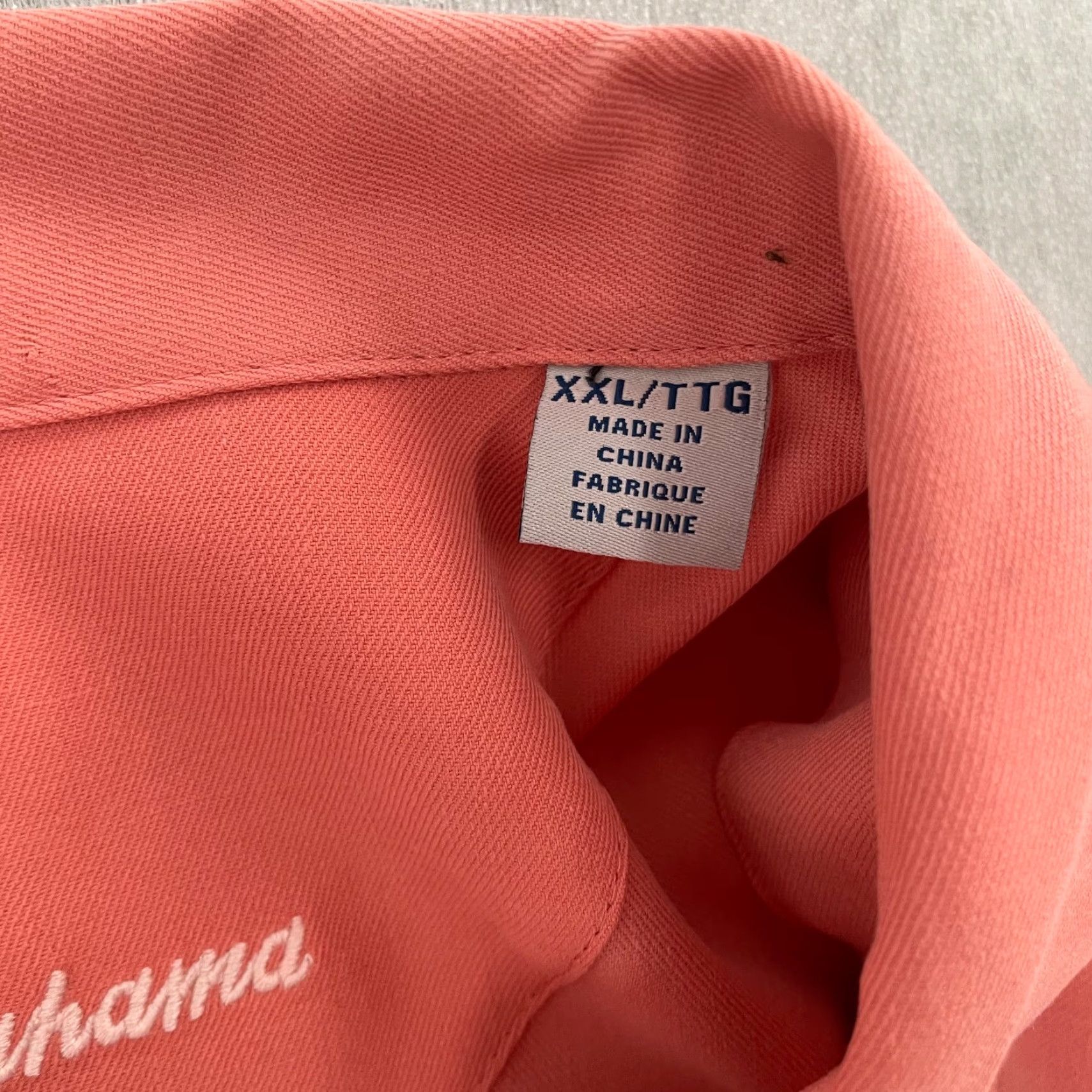 Tommy Bahama VINTAGE Tommy Bahama Shirt Adult 2XL Salmon Pink Button Up Embroidered Loop Collar Mens Size US XXL / EU 58 / 5 - 6 Thumbnail