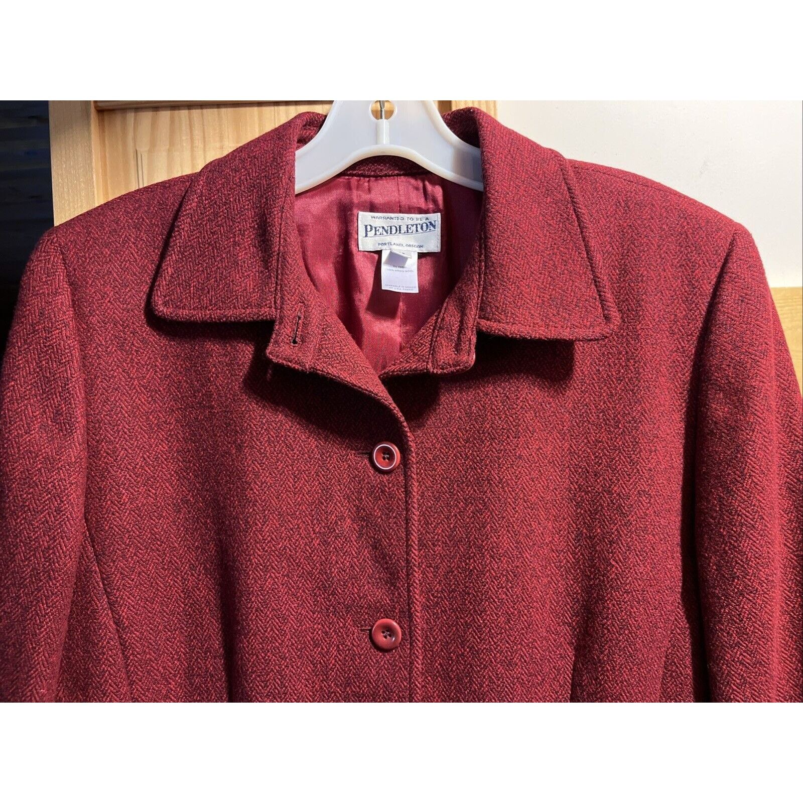 Pendleton Pendleton Women’s Size 12 Red Wool Long Sleeve 5 Button Coat Size XL / US 12-14 / IT 48-50 - 4 Thumbnail