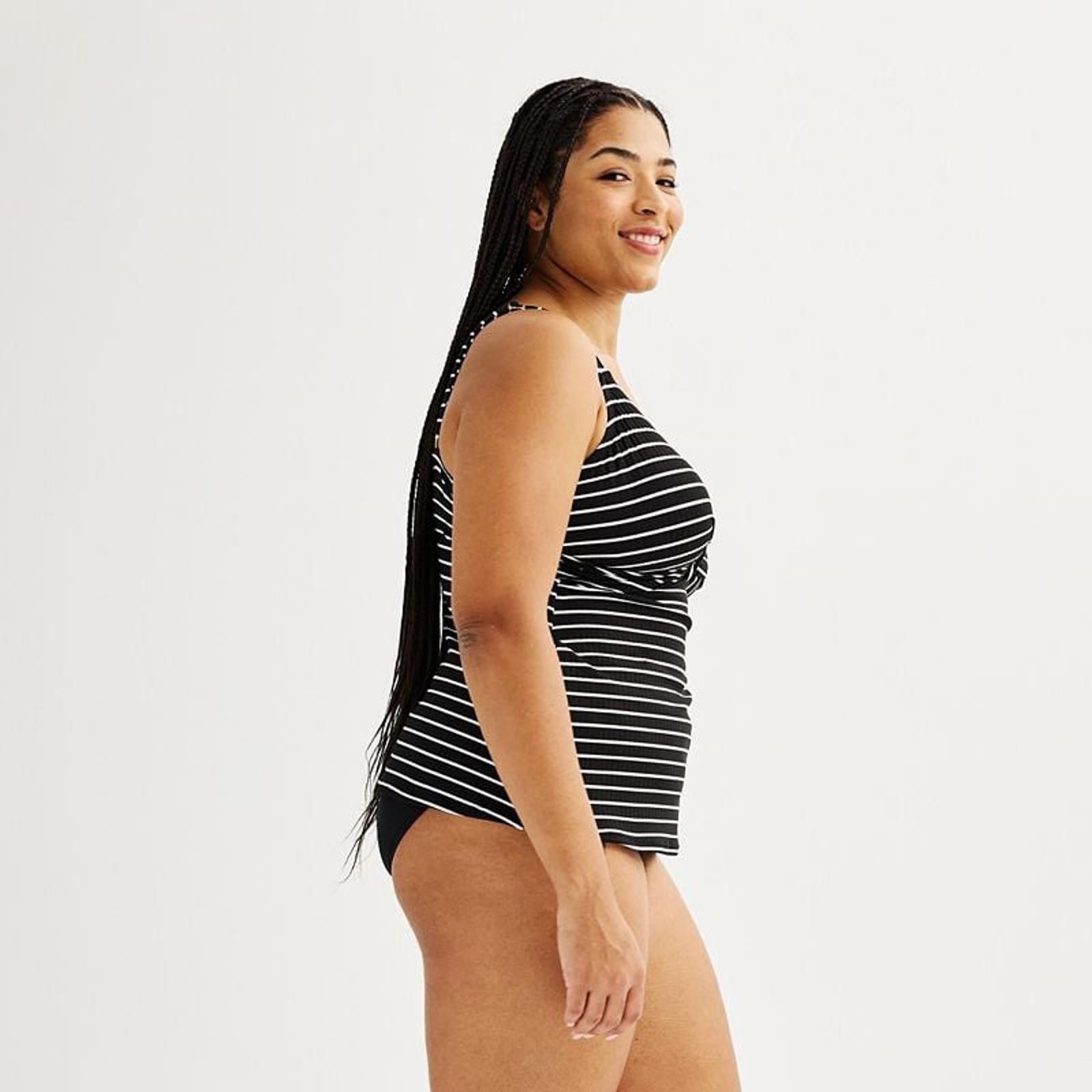 Other Freshwater Black and White Striped Tankini Top 3X Size ONE SIZE - 2 Thumbnail