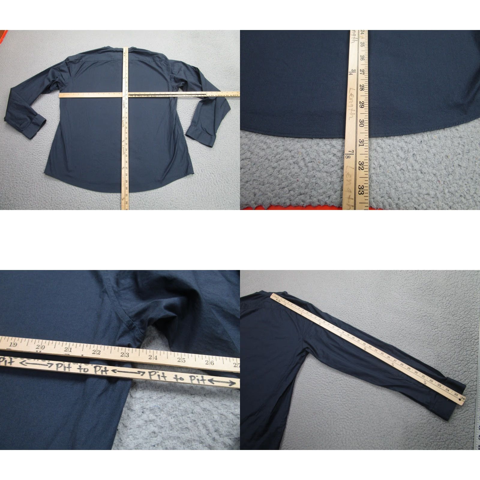 Cos COS Men XL Blue Band Collar Poplin Dress Shirt Long Sleeve Stretch Cotton Size 46R - 9 Thumbnail