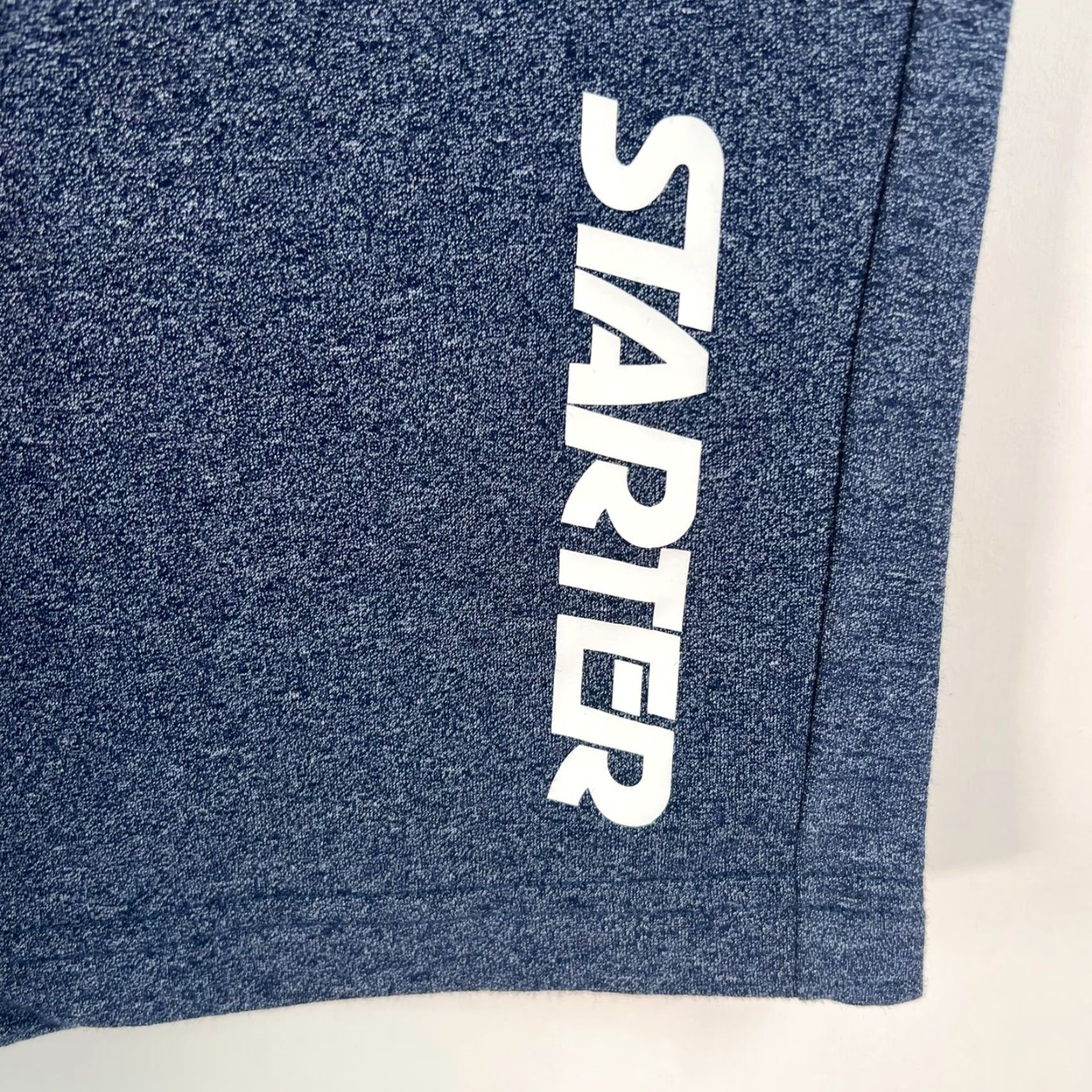 Starter Starter Men's Athletic Shorts Size L Blue Heather Cotton Blend Stretch Drawstring Pockets Size US 33 - 2 Thumbnail