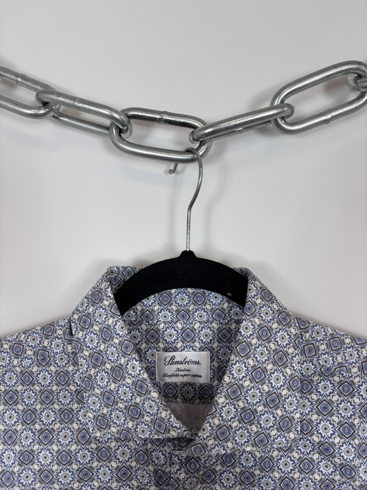 Strenstroms Stenstroms Men’s Slimline Twofold Cotton Button Up Shirt Size US M / EU 48-50 / 2 - 8 Thumbnail