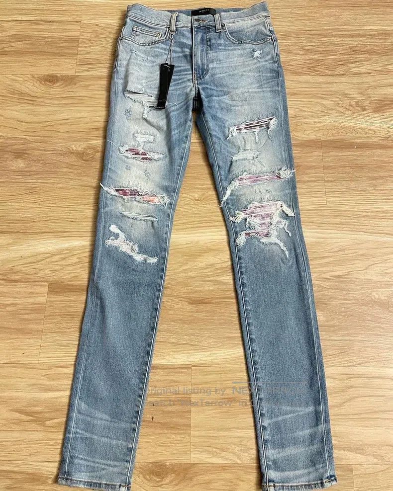 Amiri Amiri Size 31 Blue purple watercolor rendering patchwork Th Size US 31 - 1 Thumbnail