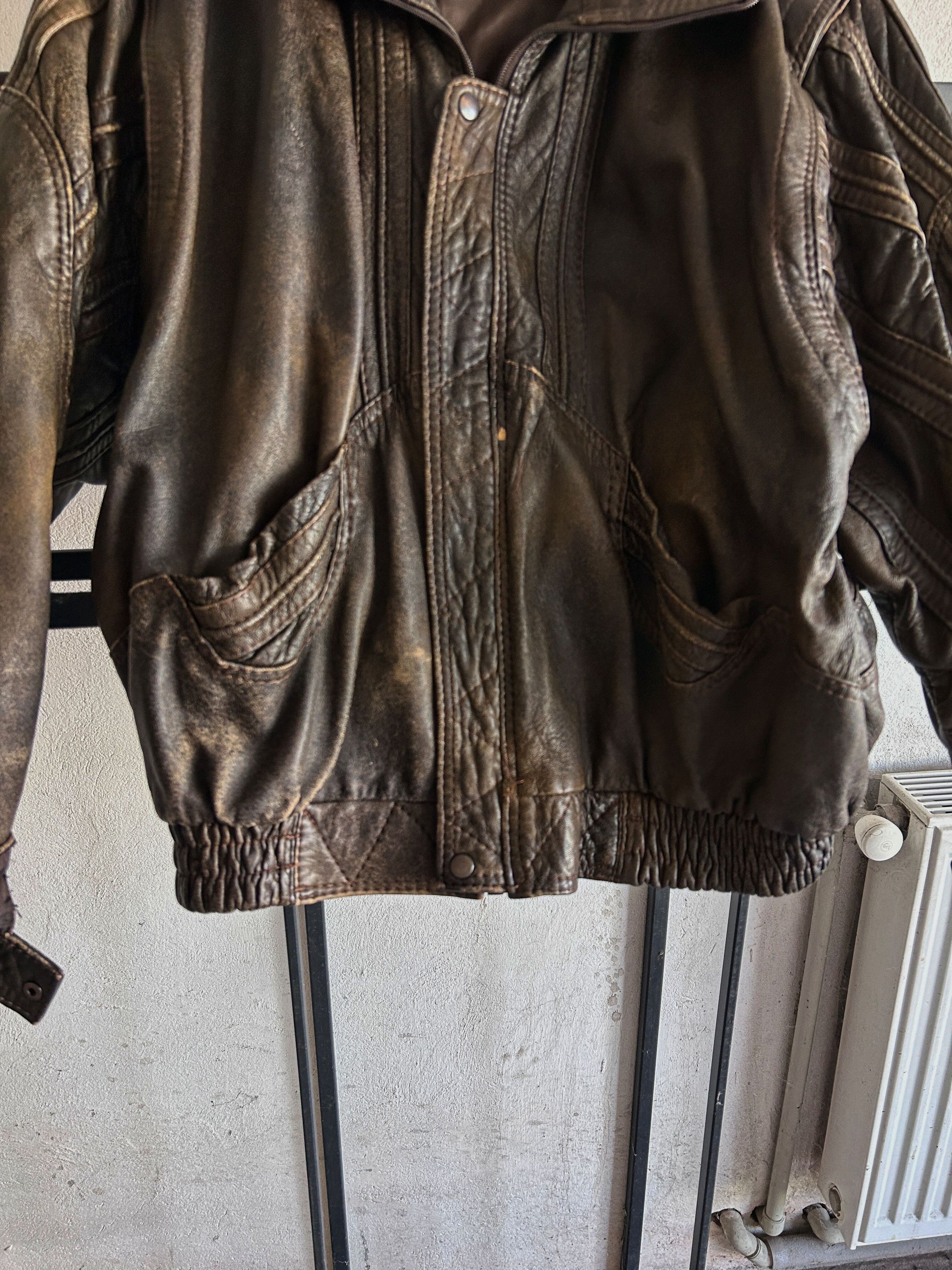 Other Vintage Brown Leather Jacket Cropped Bomber Y2K Streetwear Size US L / EU 52-54 / 3 - 3 Thumbnail