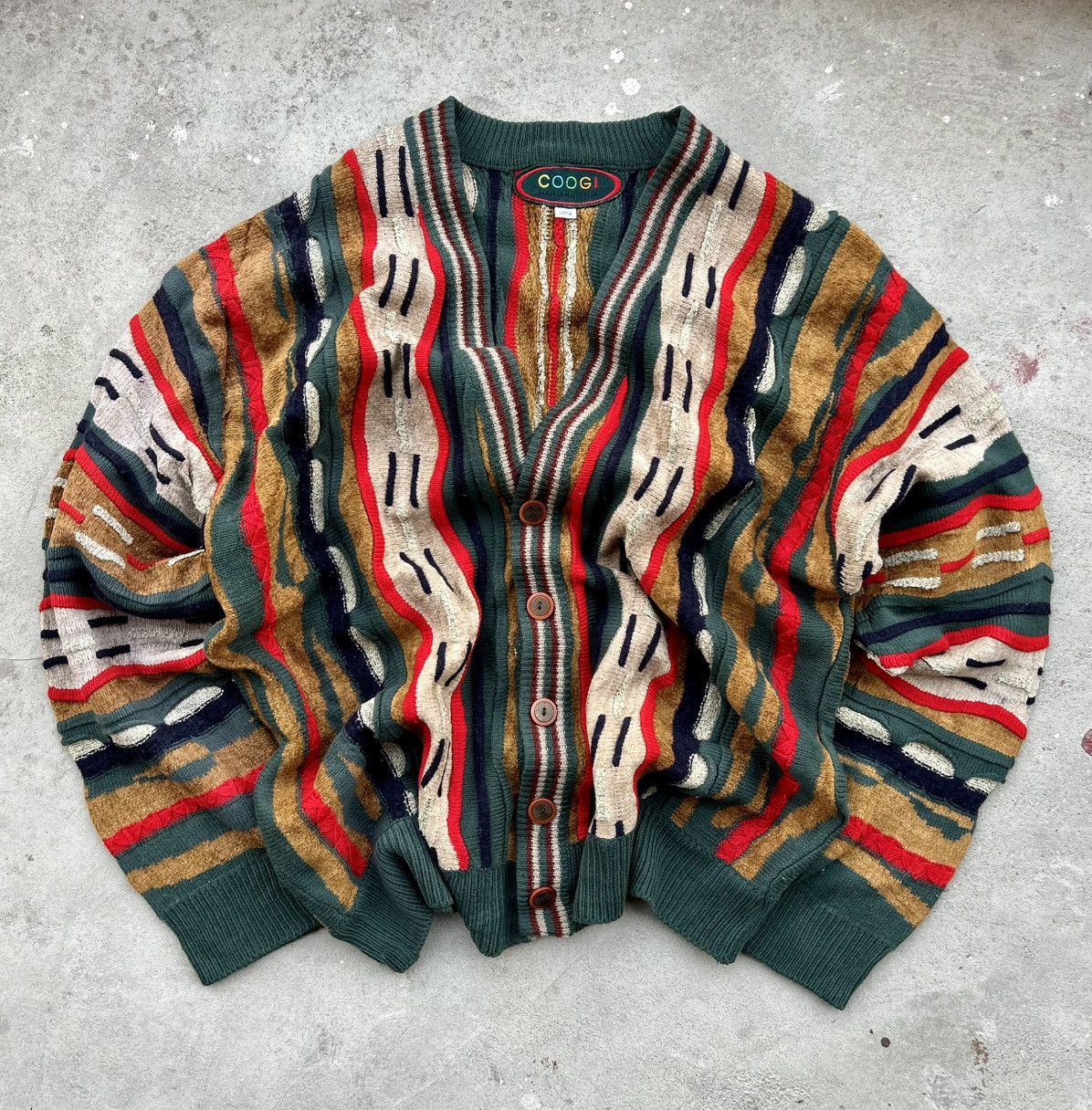 Coogi 💥SUPER RARE💥 VINTAGE COOGI 3D MULTICOLOURED CABLE CARDIGAN Size US L / EU 52-54 / 3 - 2 Thumbnail