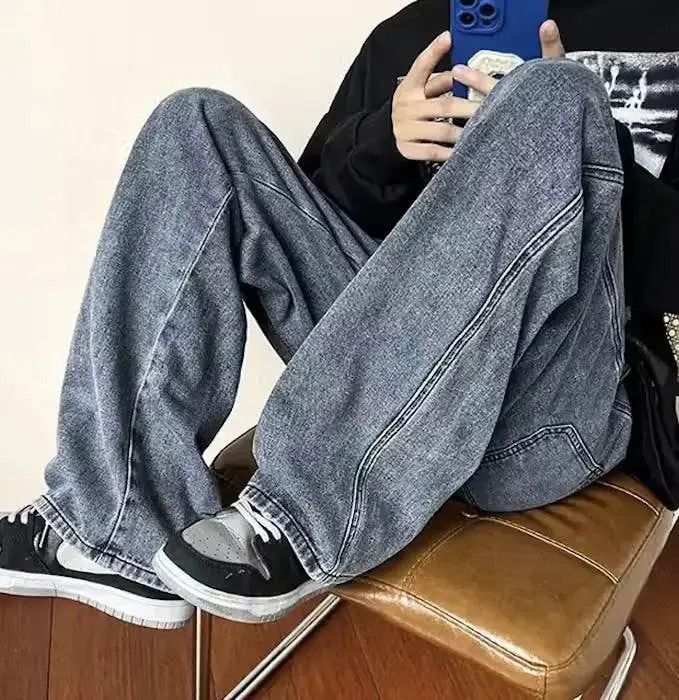 Japanese Brand Smoke Gray Color Straight Denim Baggy Pant Size US 30 / EU 46 - 6 Thumbnail
