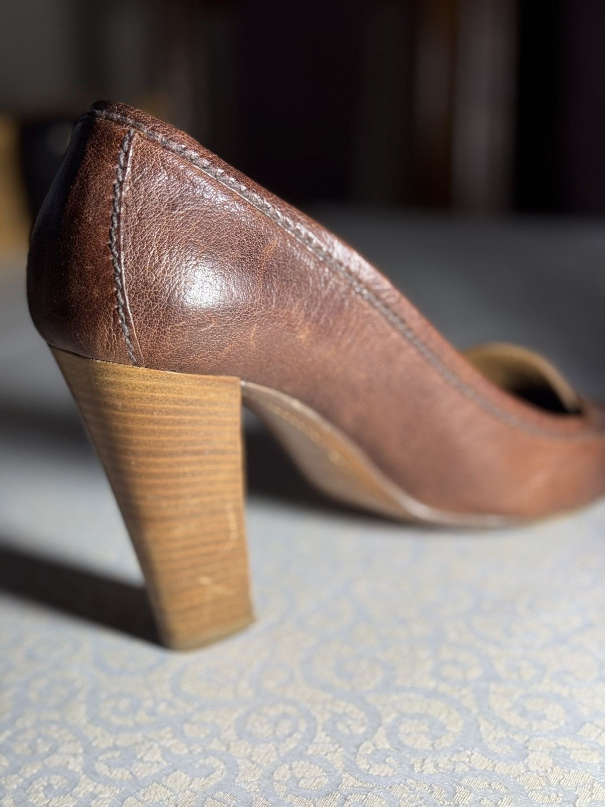 Prada Prada Brown Leather Heeled Loafers / Classic Pumps Size US 9.5 / IT 39.5 - 3 Thumbnail