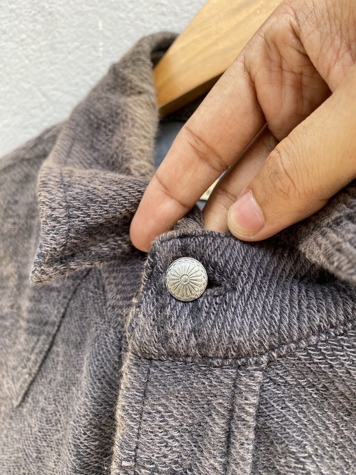 Flannel × Japanese Brand HERITAGE STONE Distress Look Charcoal Grey Flannel Size US M / EU 48-50 / 2 - 10 Thumbnail