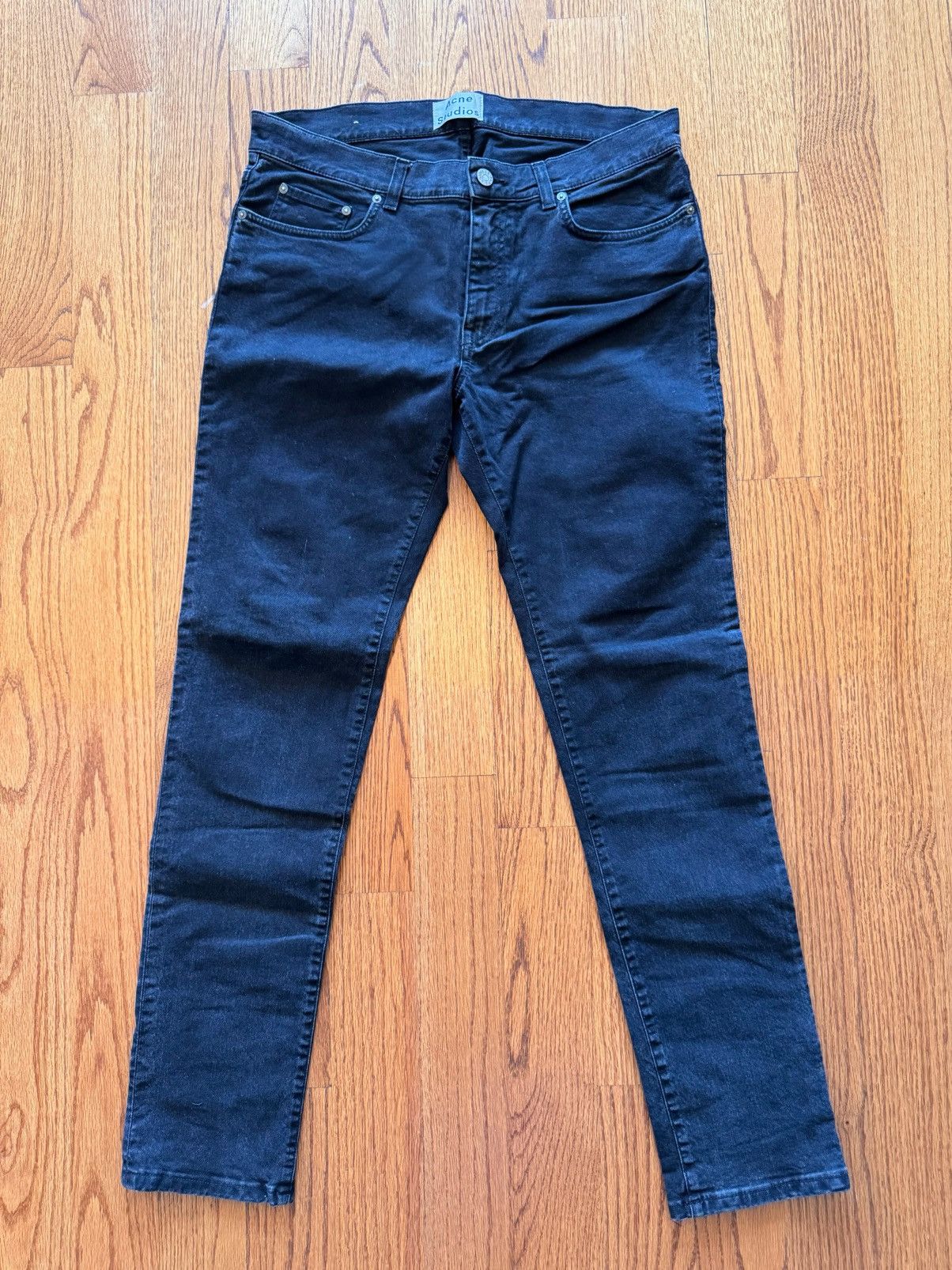 image of Acne Studios Washed Black Skinny Fit Jeans, Men's (Size 34)