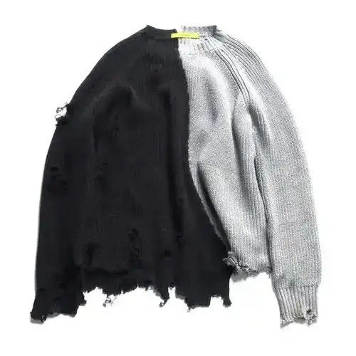 winter men ripped hole patchwor