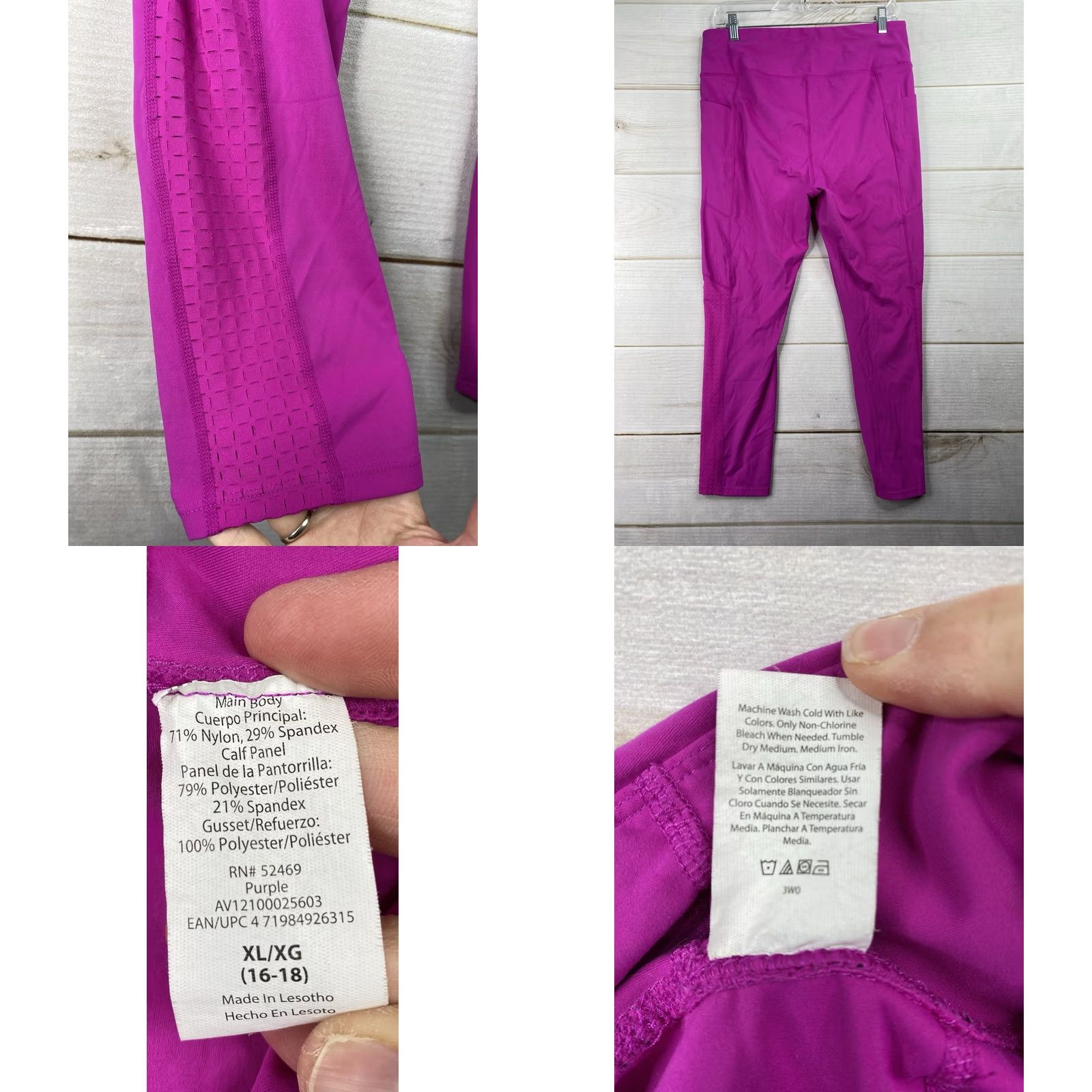 Avia Avia Leggings XL Pink High Rise Waist Phone Leg Pockets Stretch Yoga Athletic Womens Size 24" / US 00 / IT 34 - 8 Thumbnail