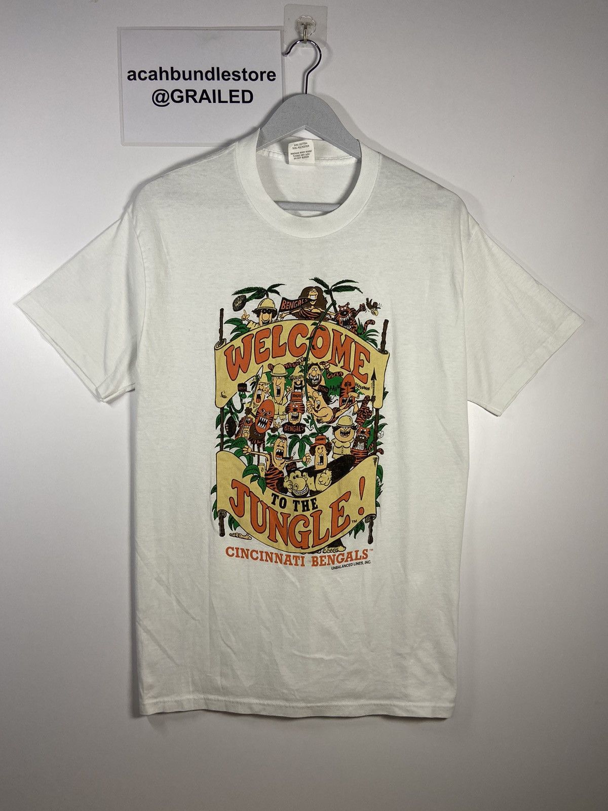image of Art x Made In USA Vintage 90’S Welcome To The Jungle Cincinnati Bengals Tee in White (Size XL)