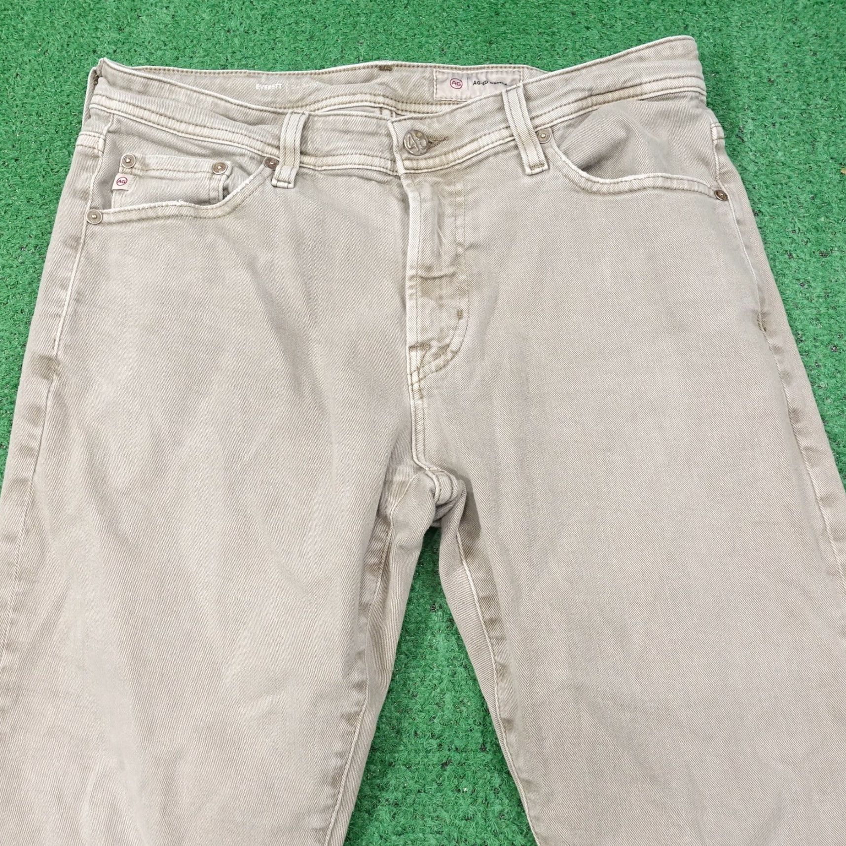 Denime AG Adriano Goldschmied Jeans Mens 32x29 Beige Everett Straight Denim Size US 32 / EU 48 - 2 Thumbnail