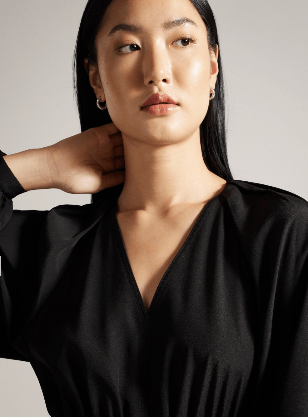 Ted Baker Ted Baker Black Comus Midi Shirt Dress With Gathered Neck Size S / US 4 / IT 40 - 2 Thumbnail