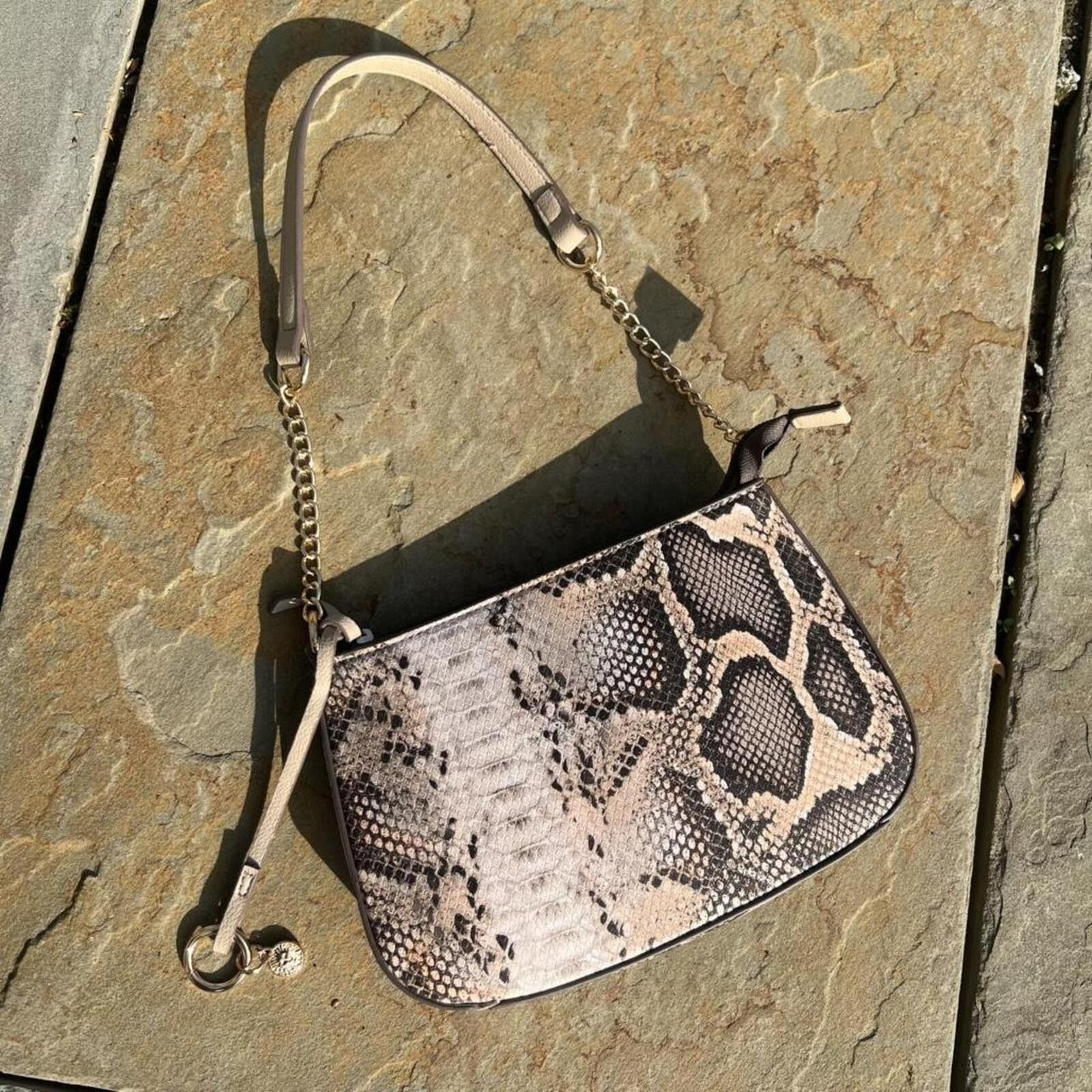 Anne Klein Tan Snake Print Leather Shoulder Bag Size ONE SIZE - 2 Thumbnail