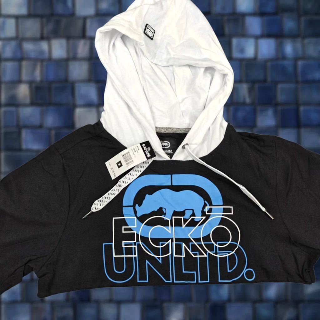 Ecko Unltd. Ecko Unltd Hooded Shirt Mens Small Grey Marled Rhino Graphic Tee Colorblock New Size US S / EU 44-46 / 1 - 1 Thumbnail