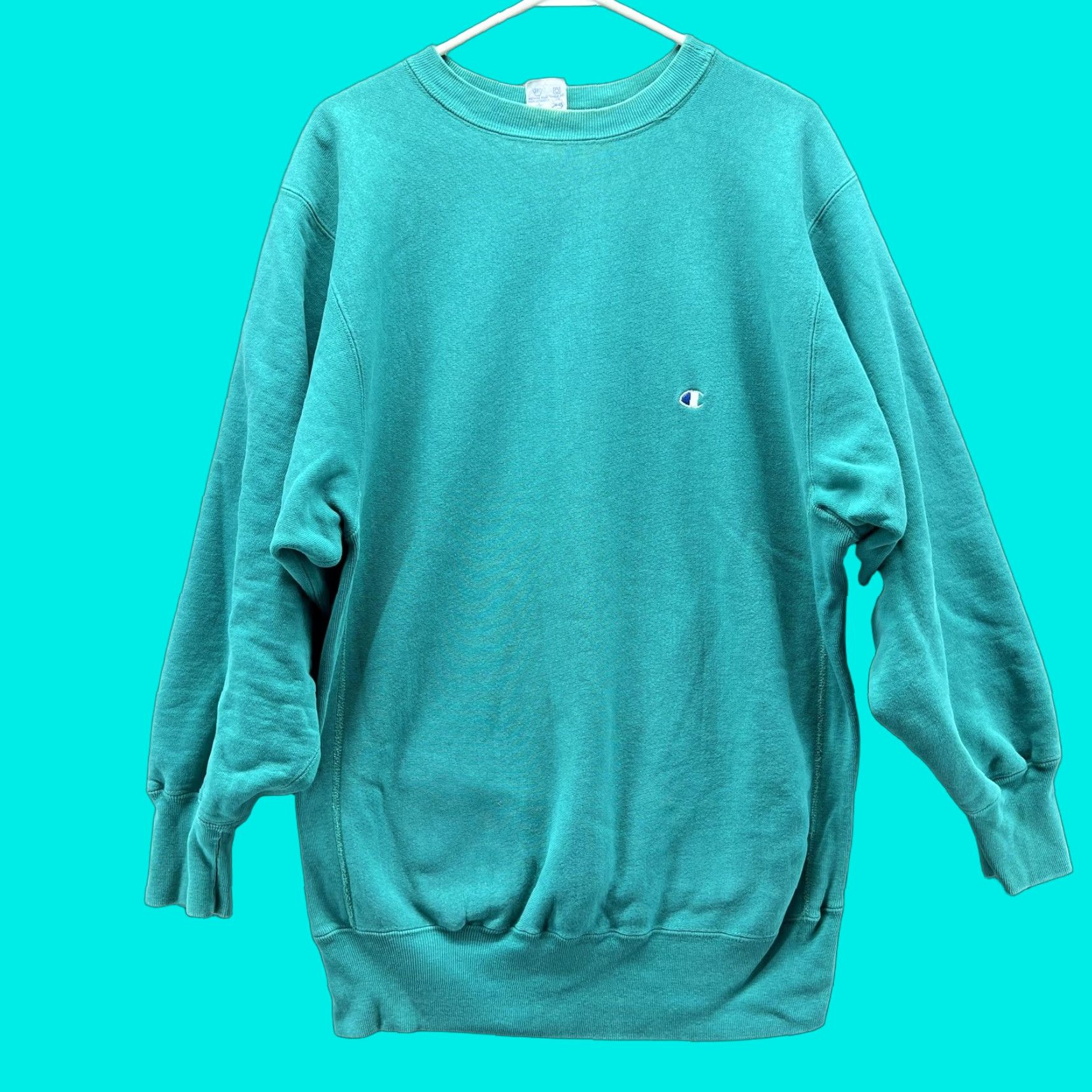 Champion VINTAGE Champion Reverse Weave Sweatshirt Mens 2XL Teal Crewneck Blank USA Sweatshirt Size US XXL / EU 58 / 5 - 1 Thumbnail