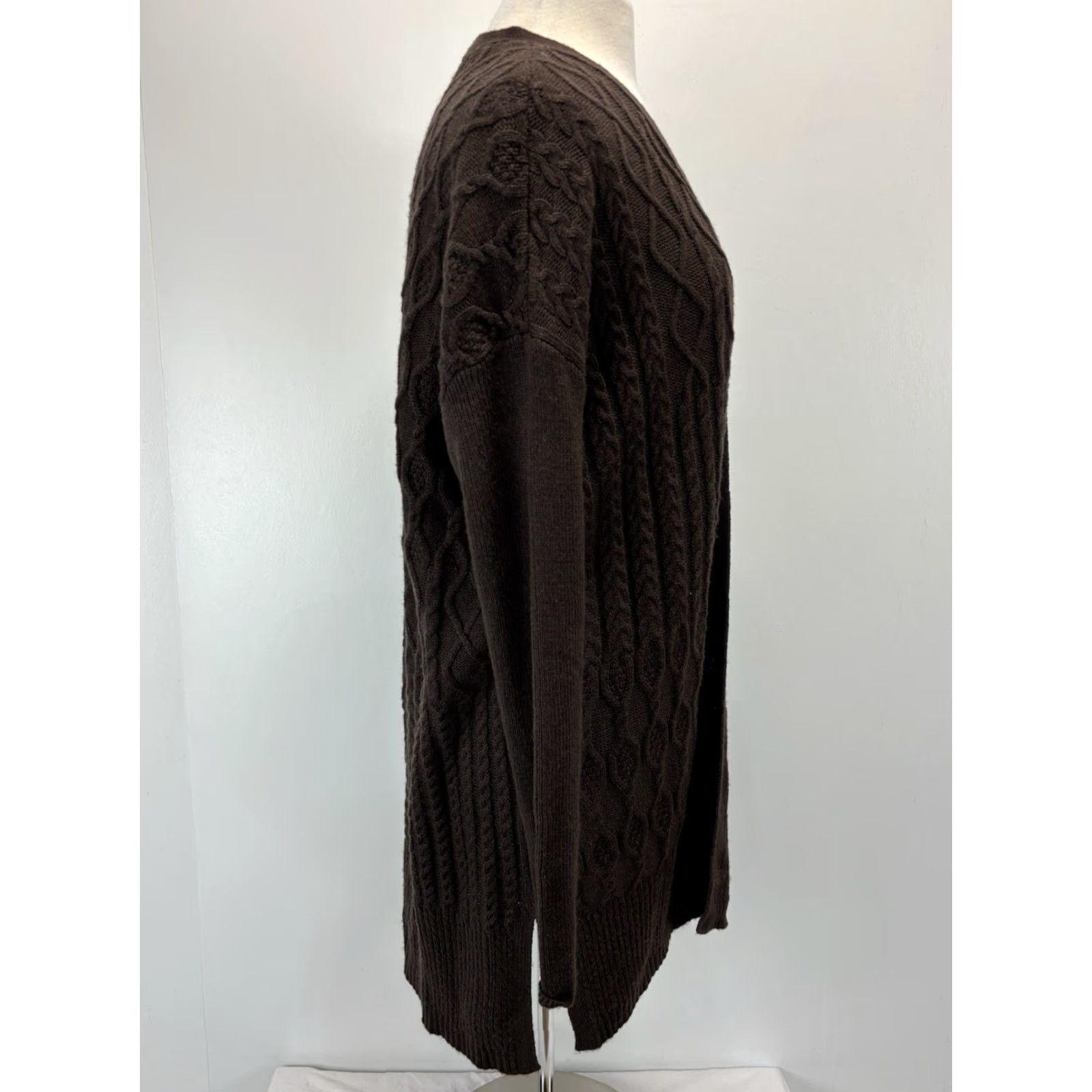 Vintage VINTAGE Chico's Cable Knit Cardigan Sweater XL Brown Open Front Fisherman Womens Size XL / US 12-14 / IT 48-50 - 4 Thumbnail