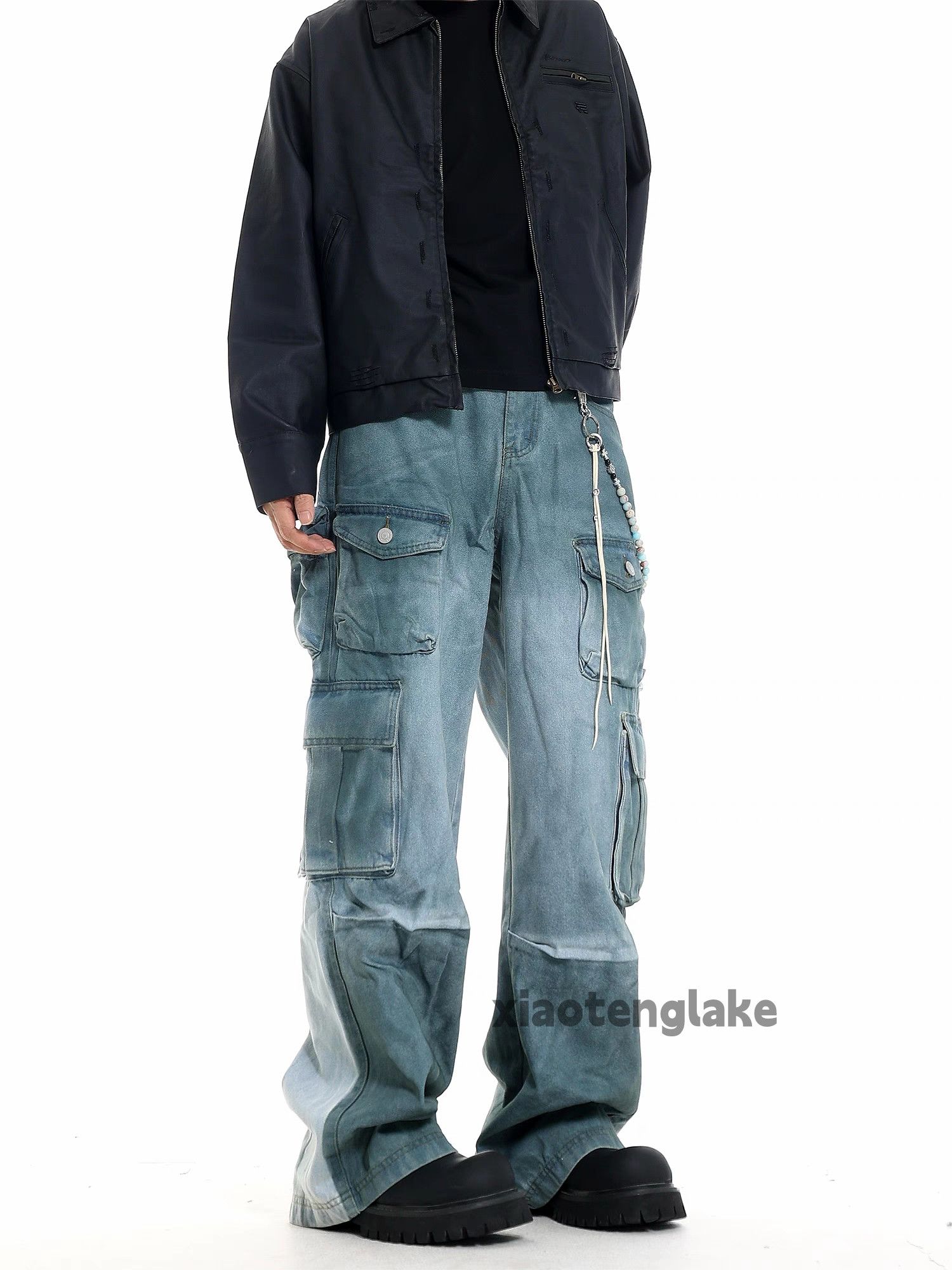 Jean × Vintage washed faded loose baggy tie dye cargo hiphop jeans Size US 30 / EU 46 - 4 Thumbnail
