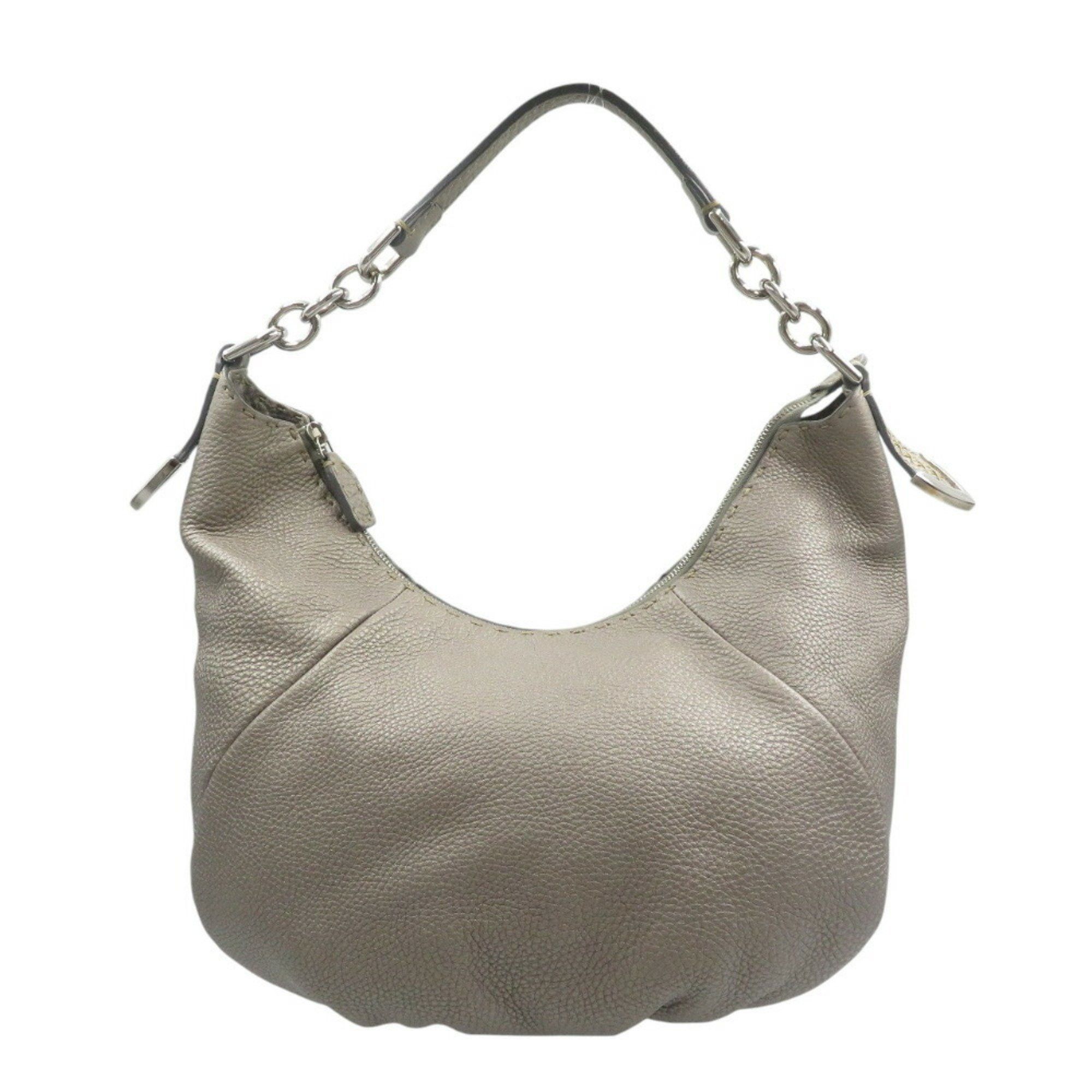 Fendi Selleria 8Br618 Leather Silver Shoulder Bag 0498Fendi, Women's