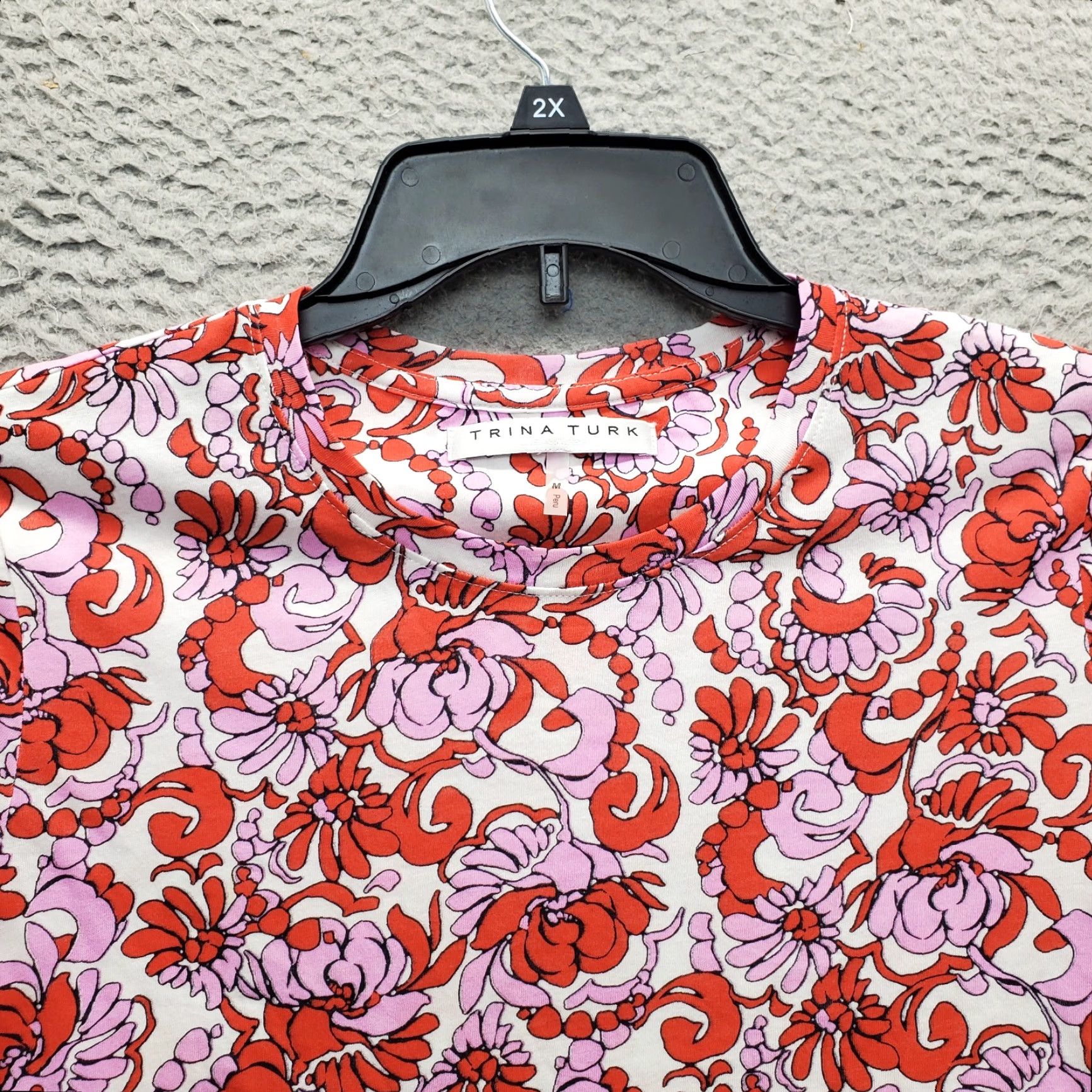 Trina Turk Trina Turk Blouse Top Women's M Floral Short Sleeve Crew Neck Multicolor Shirt Size M / US 6-8 / IT 42-44 - 5 Thumbnail
