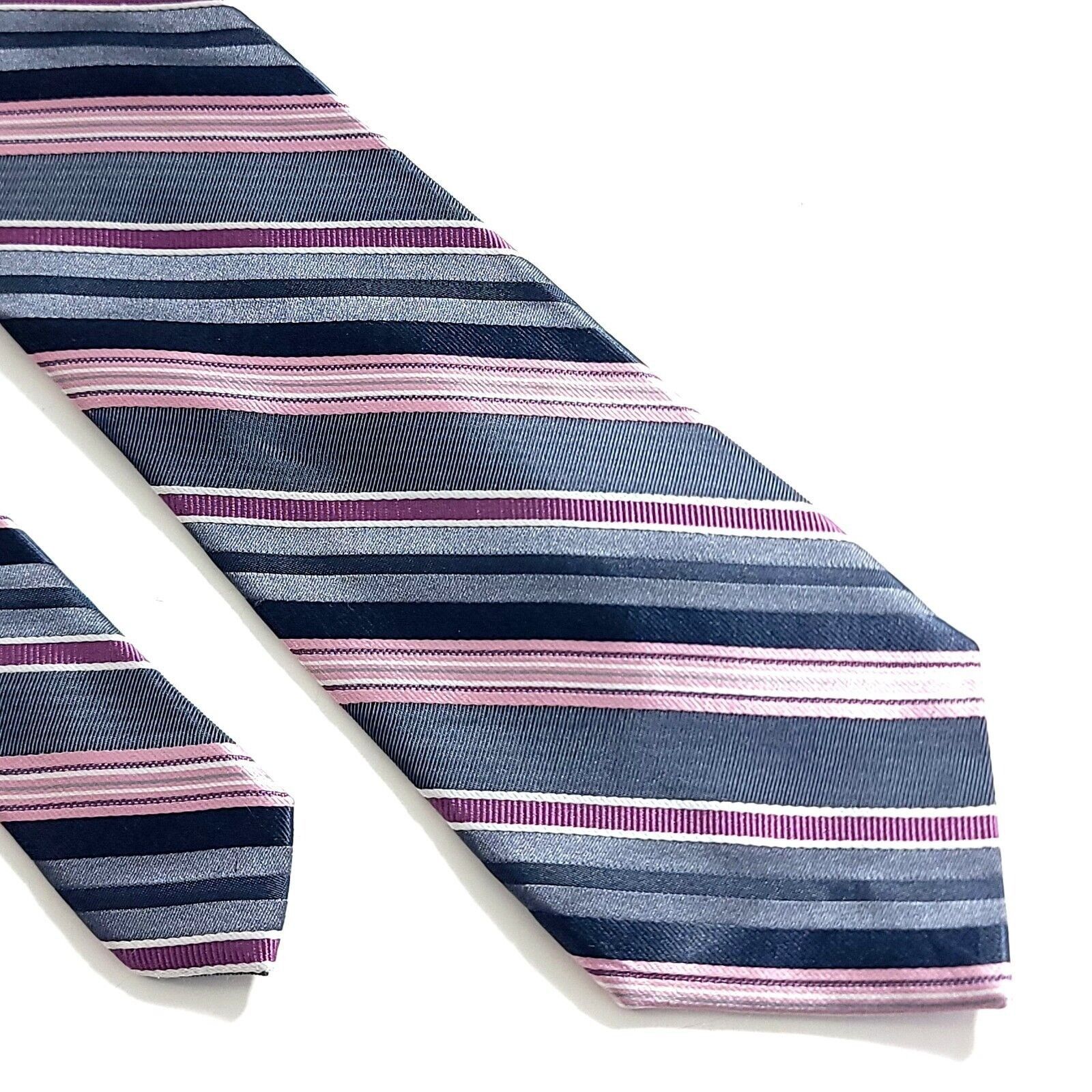 Croft & Barrow Croft & Barrow Gray Pink Woven Striped Silk Tie Size ONE SIZE - 1 Thumbnail