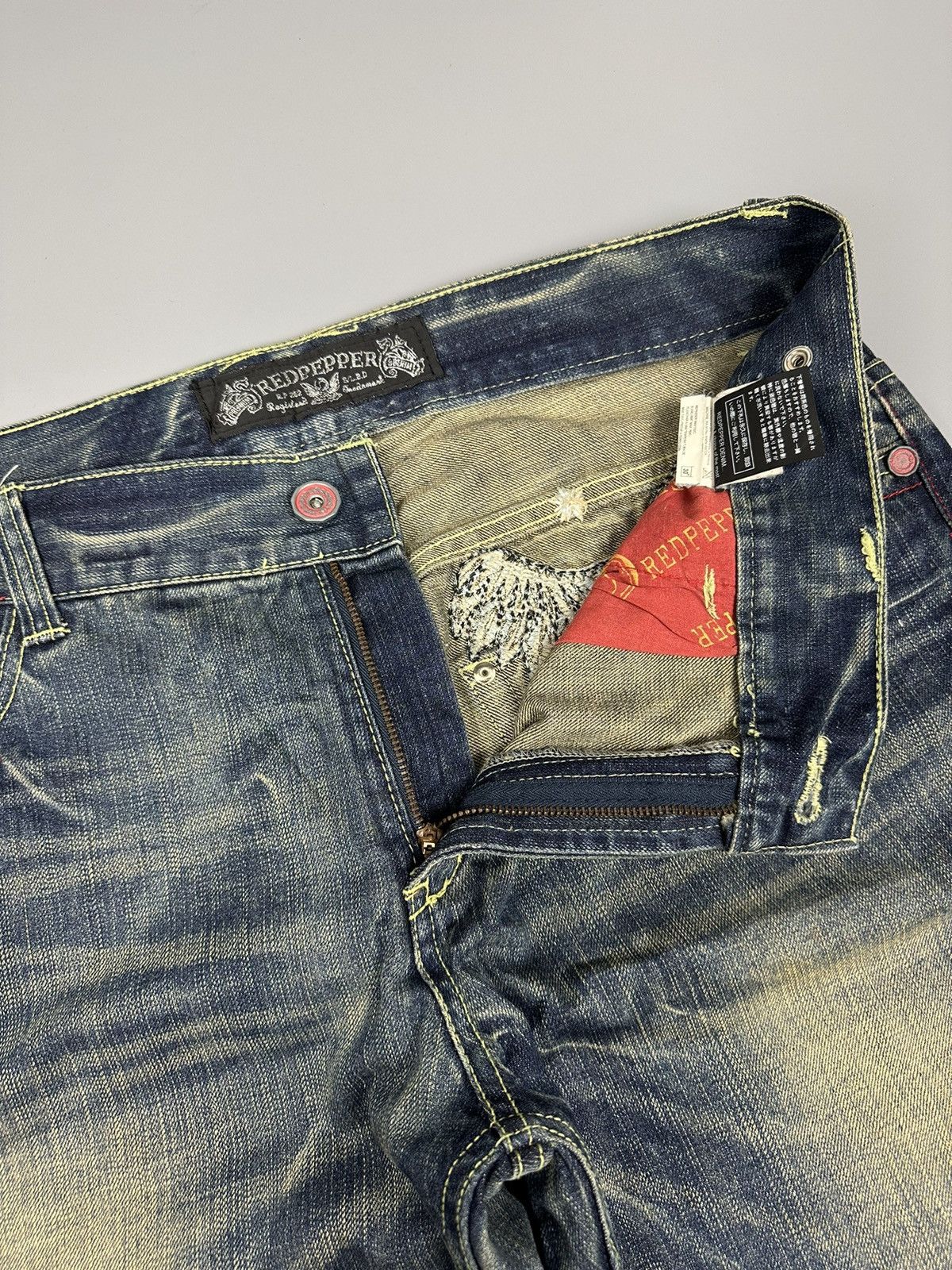 If Six Was Nine 🔥Rare🔥Red Pepper Embroidered Whiskered Flare Denim Size US 36 / EU 52 - 8 Thumbnail