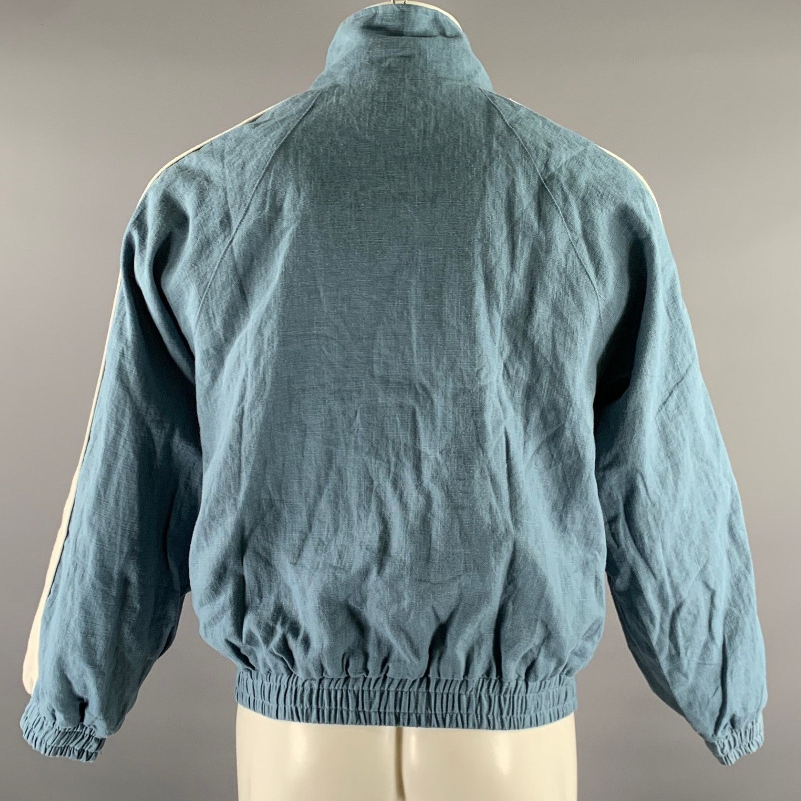 Rhude RHUDE Size S Blue White Color Block Linen Bomber Jacket Size US S / EU 44-46 / 1 - 4 Thumbnail