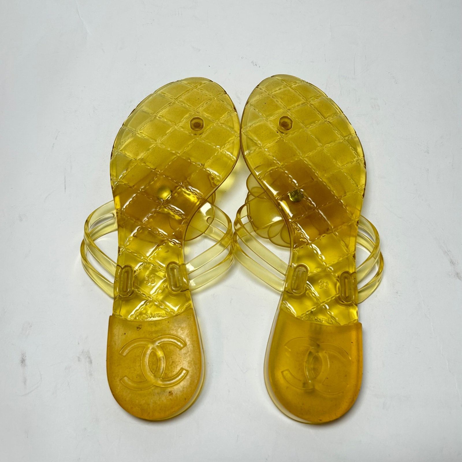 Chanel Chanel Yellow Camellia CC Jelly Sandals Size 38 Size US 7.5 / IT 37.5 - 5 Thumbnail