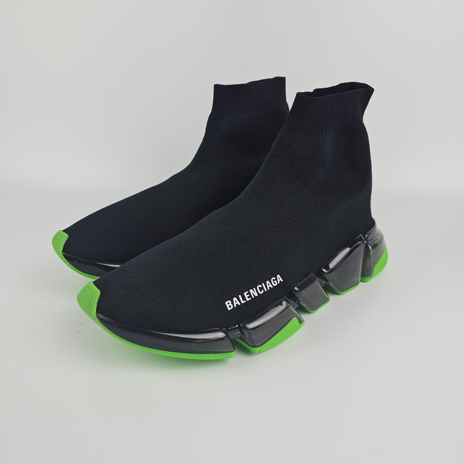 BALENCIAGA Speed 2.0 Full Clear Sole $1100 Black/Neon Green