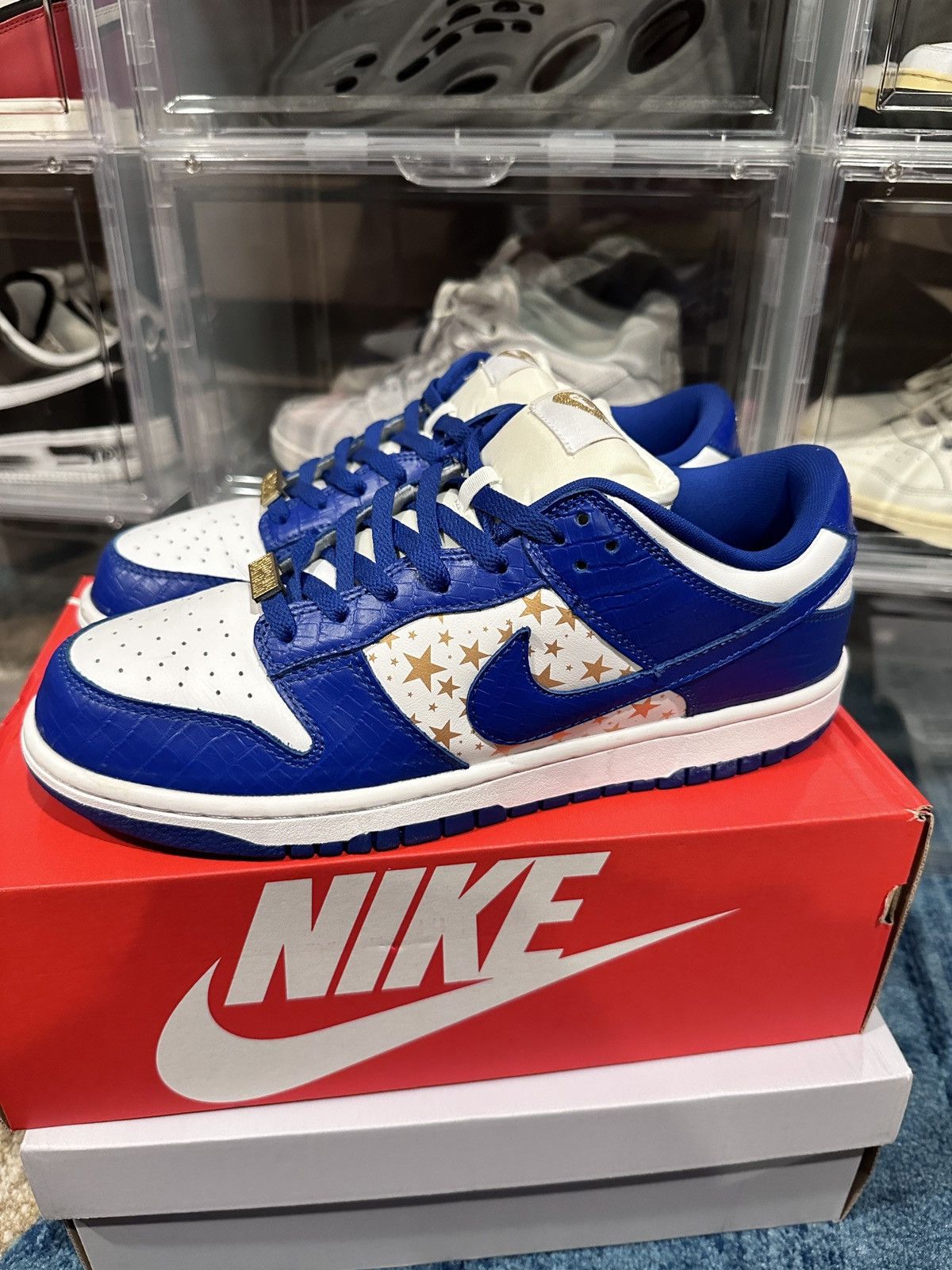 Supreme Nike Sb dunk low Supreme Stars Hyper Royal 2021 | Grailed