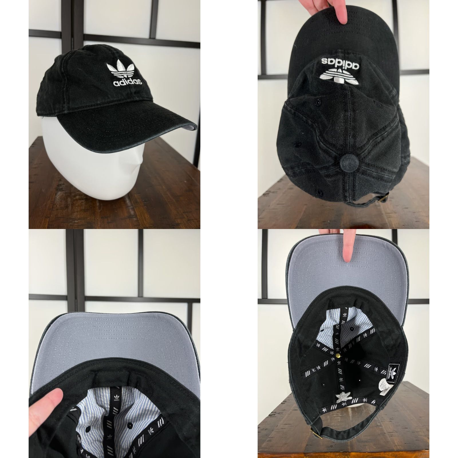 Adidas Adidas Hat Women One Size Black Twill 100% Cotton Trefoil Cap Size ONE SIZE - 8 Thumbnail