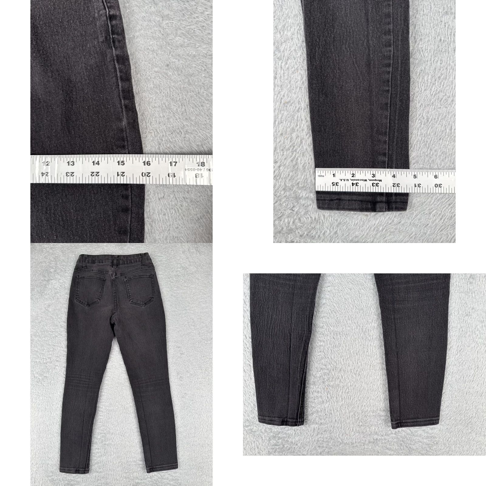 Vintage No Boundaries Jeans Women Junior 5 Black Denim Skinny Button Fly Mid Rise 23X24 Cotton Size 27" / US 4 / IT 40 - 9 Thumbnail