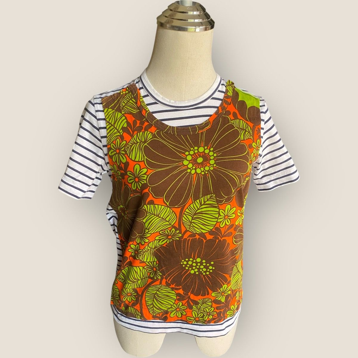 Comme des Garcons SS2004 Floral Panel Stripes T Shirt Size M / US 6-8 / IT 42-44 - 3 Thumbnail