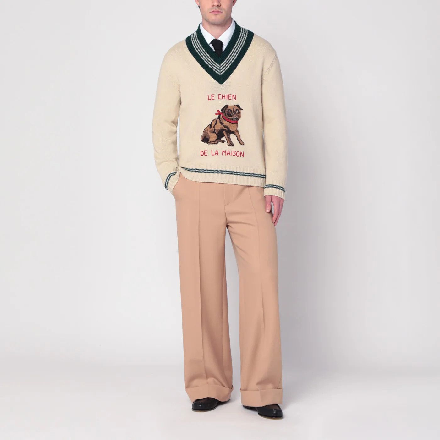 Valentino o1d2blof0326 Le Chien De La Maison Embroidery Sweater Beige Size US M / EU 48-50 / 2 - 2 Thumbnail