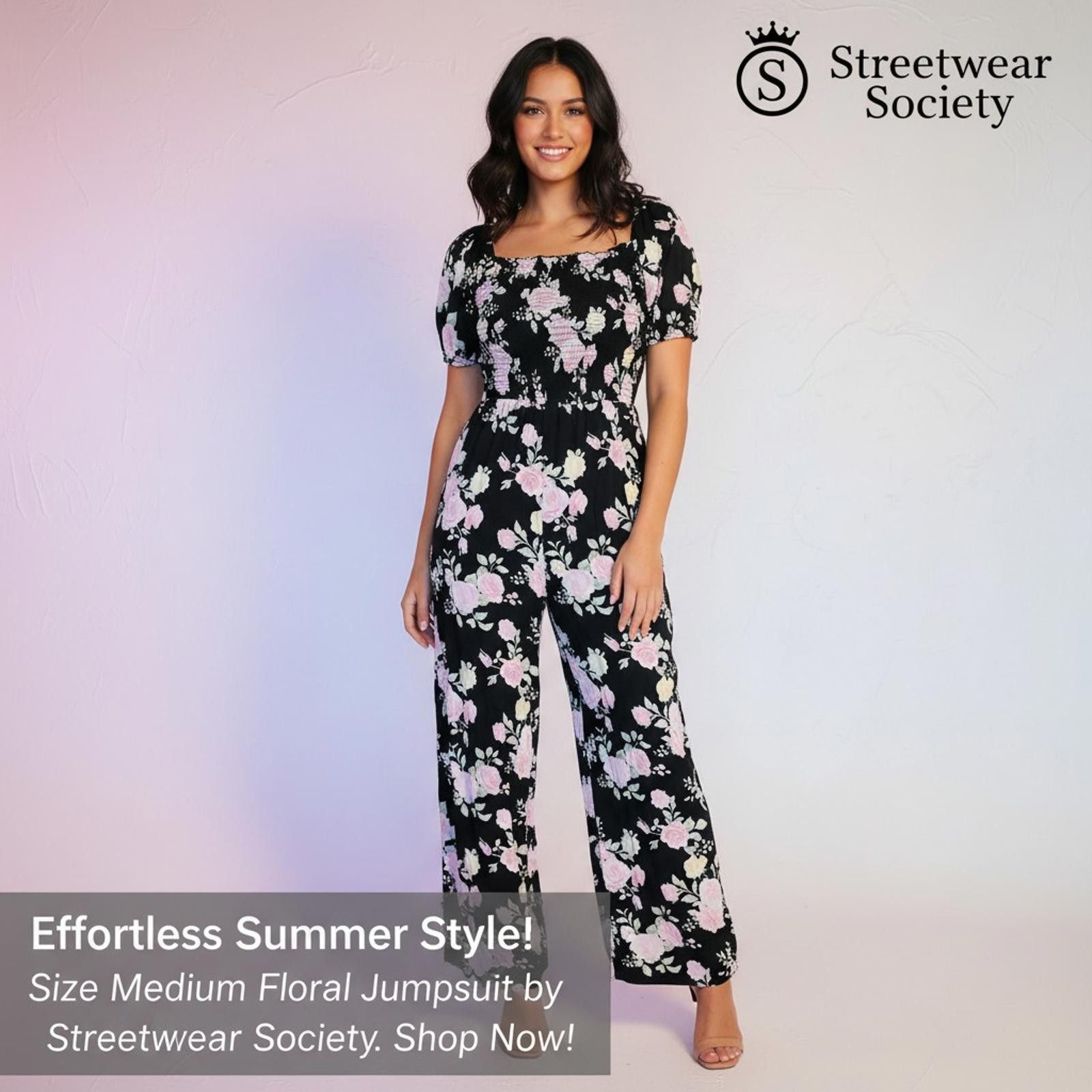 Other Medium Floral Jumpsuit with Puff Sleeves Size 32" / US 10 / IT 46 - 1 Thumbnail