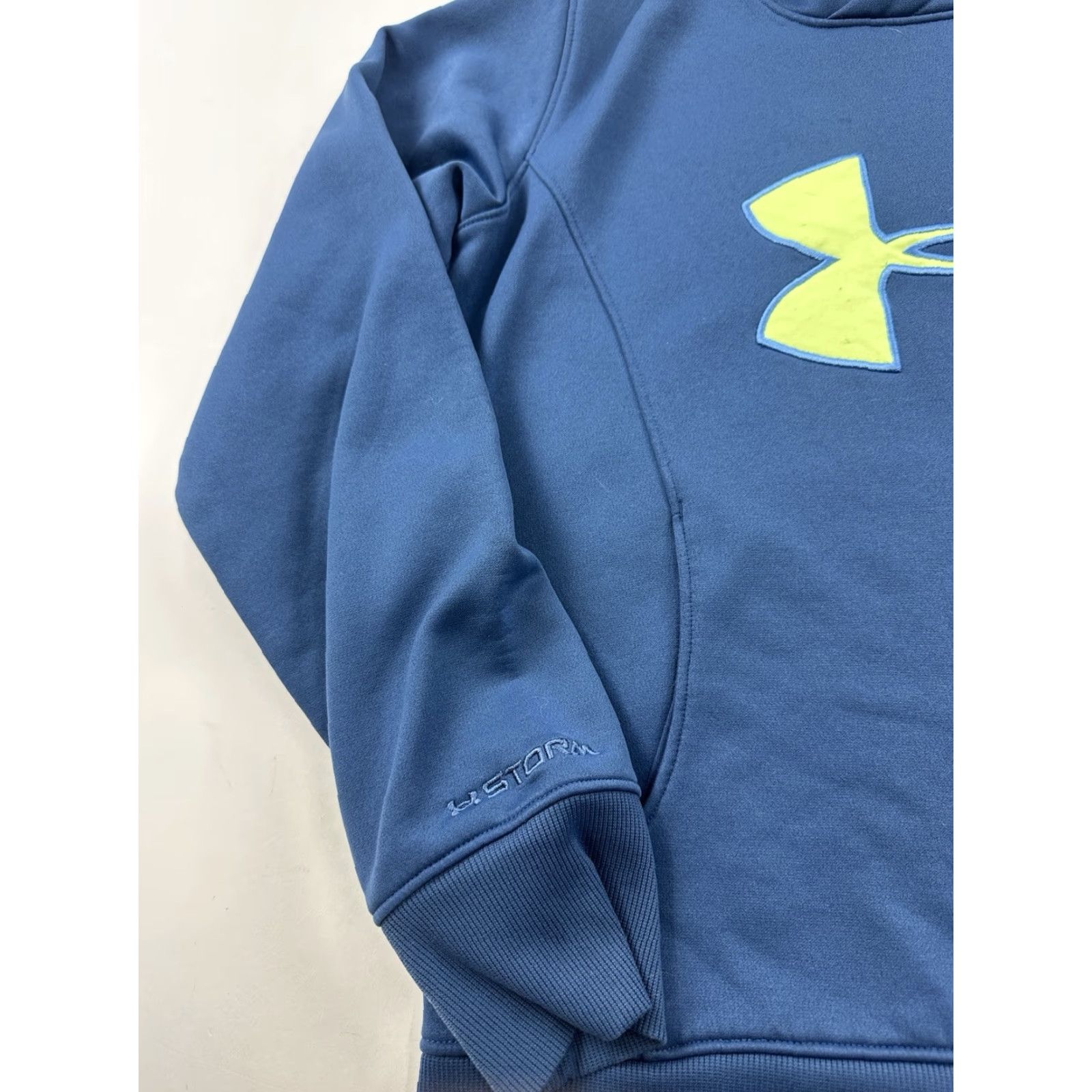 Under Armour Under Armour Hoodie Mens Large Blue Pullover Coldgear Storm Logo Fleece Long Sleeve Hooded Sweatshirt Size US L / EU 52-54 / 3 - 2 Thumbnail