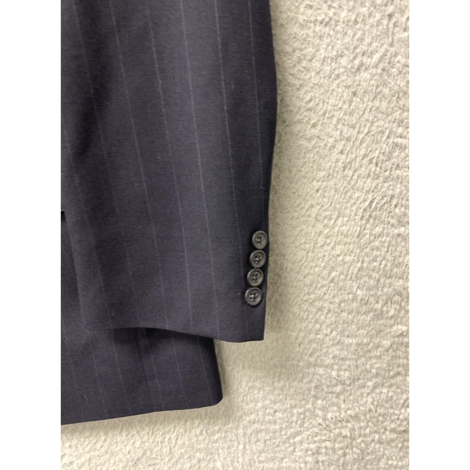 Jos. A. Bank VINTAGE Jos. A. Bank Men's Suit 42R Wool Navy Stripes 2-Piece Tailored Business Blazer Pants Size 42R - 3 Thumbnail